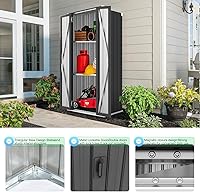 Vista 6 de AECOJOY Outdoor Storage Cabinet, Outdoor Cabinets Waterproof with Shelves, Vertical Tall Garden Outdoor Cabinet, Sheds & Outdoor Storage Clearance