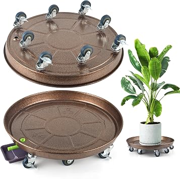 PACETAP 2Pack 20'' Extra Large Plant Stand with Lockable Wheels, Heavy-Duty Metal Plant Caddy with Casters for Indoor and Outdoor