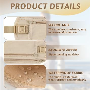 2 Pcs Secure Travel Money Belt Anti-Theft Waterproof Pouch Passport Holder