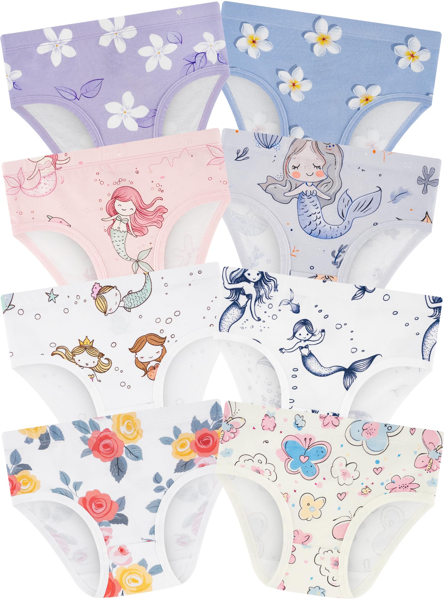 BliBliTaTa Mädchenunterwäsche,Weiche,Nahtlose Baumwoll-Unterhosen für Kleinkinder&Größere Kinder,Atmungsaktive Slips,8er-Pack