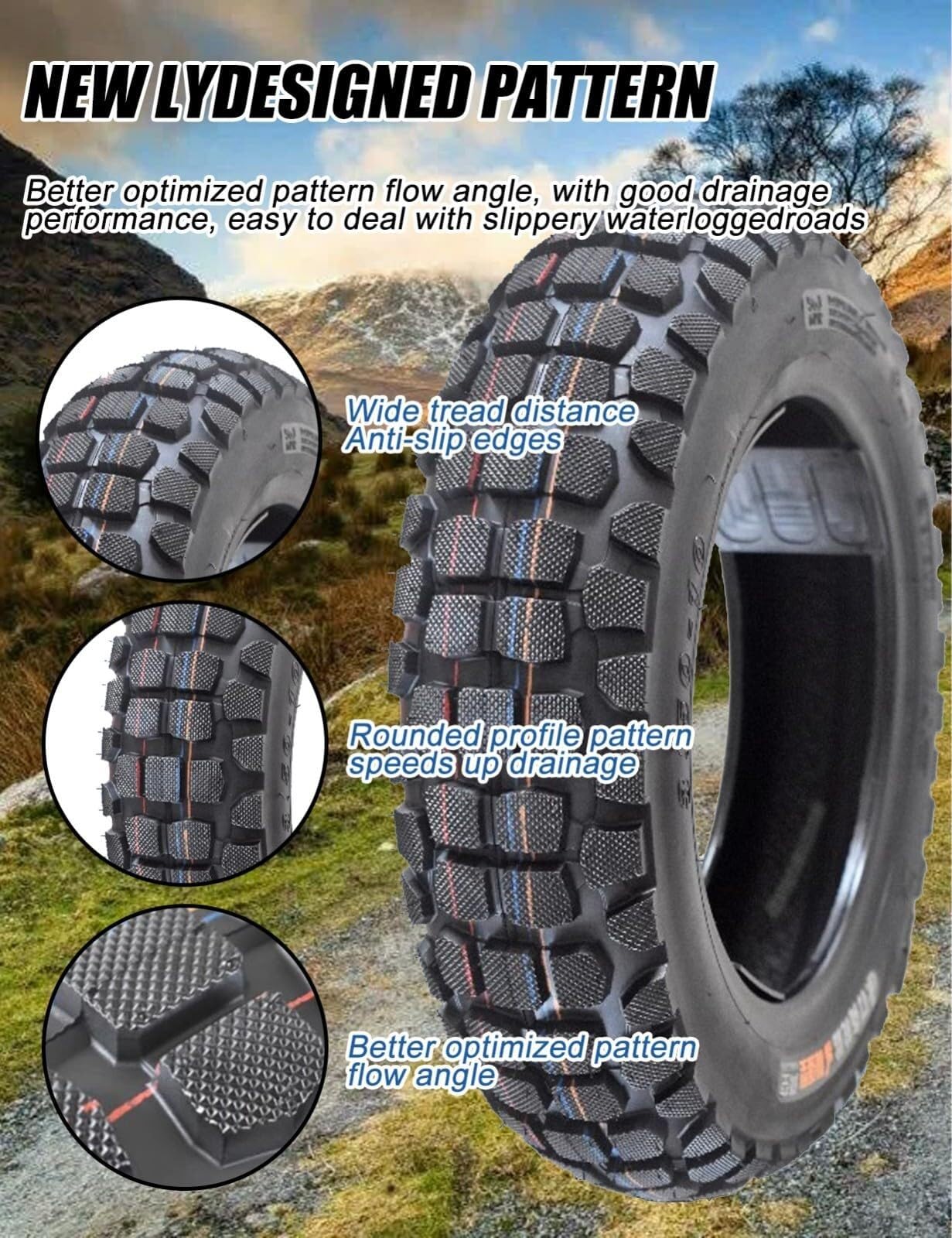 3.50-10 Bezdętkowy Opona do Skutera Motoroweru z Wzorem Przeciwpślizgowym 3.5-10 100/90-10 6 P.R. Pogrubiona i 3 50 10 Opona Odporna na Zużycie na Koło Przednie Tylne – 56J 493 lbs