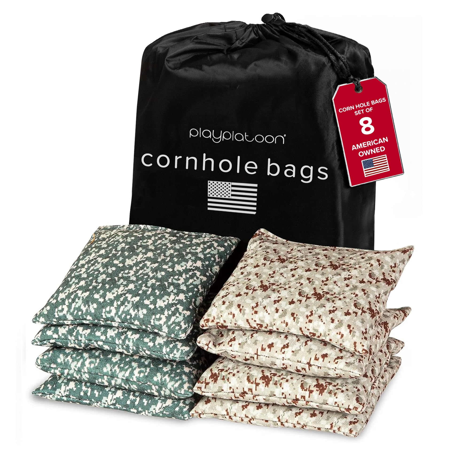 Play Platoon Cornhole Bags Set of 8 Regulation Size &amp; Weight Duck Cloth