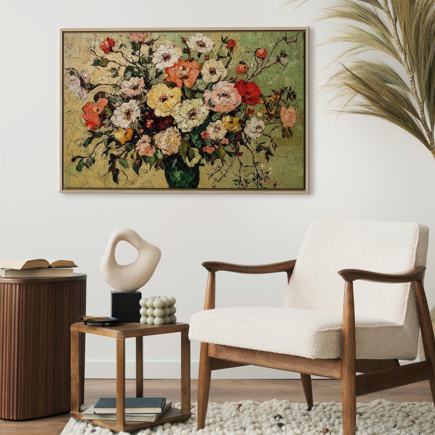 murando - Obraz na Płótnie ze Strukturą - Jasna Rama American Box Klasyczny Bukiet Kwiatów 90x60 cm - Obraz na Ścianę - Nowowczesna Elegancka Dekoracja Ścienna do Salonu b-H-10224-b-a