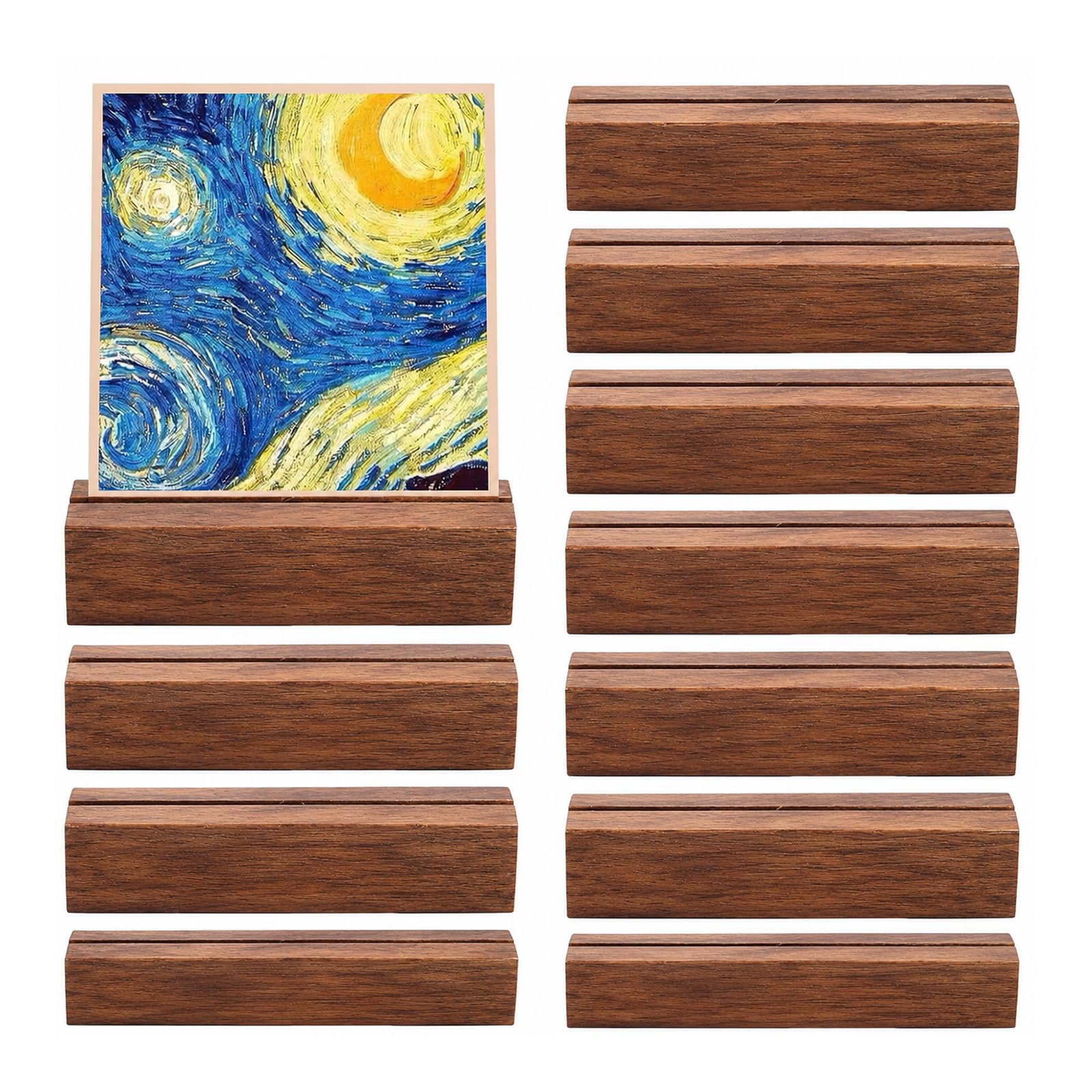 Tomoyuki 10 Pcs Brown Wood Place Card Holders, Table Number Holders Wooden