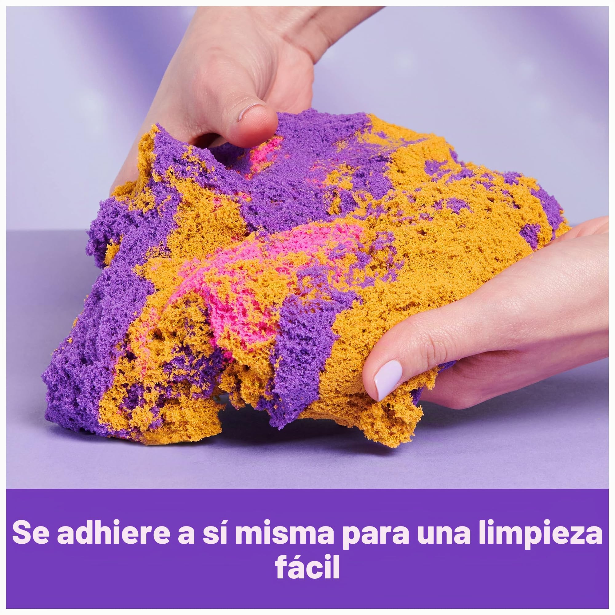 Kinetic Sand, Juego de cristal de sirena, 481 g de arena de juego, arena brillante dorada, almacenamiento y herramientas, juguetes sensoriales para niños a partir de 3 años