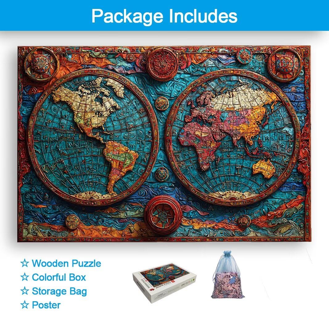 Puzzle 3000 Pièces Adultes, Puzzle 3000 Pieces Carte, Cadeau Femme -1996