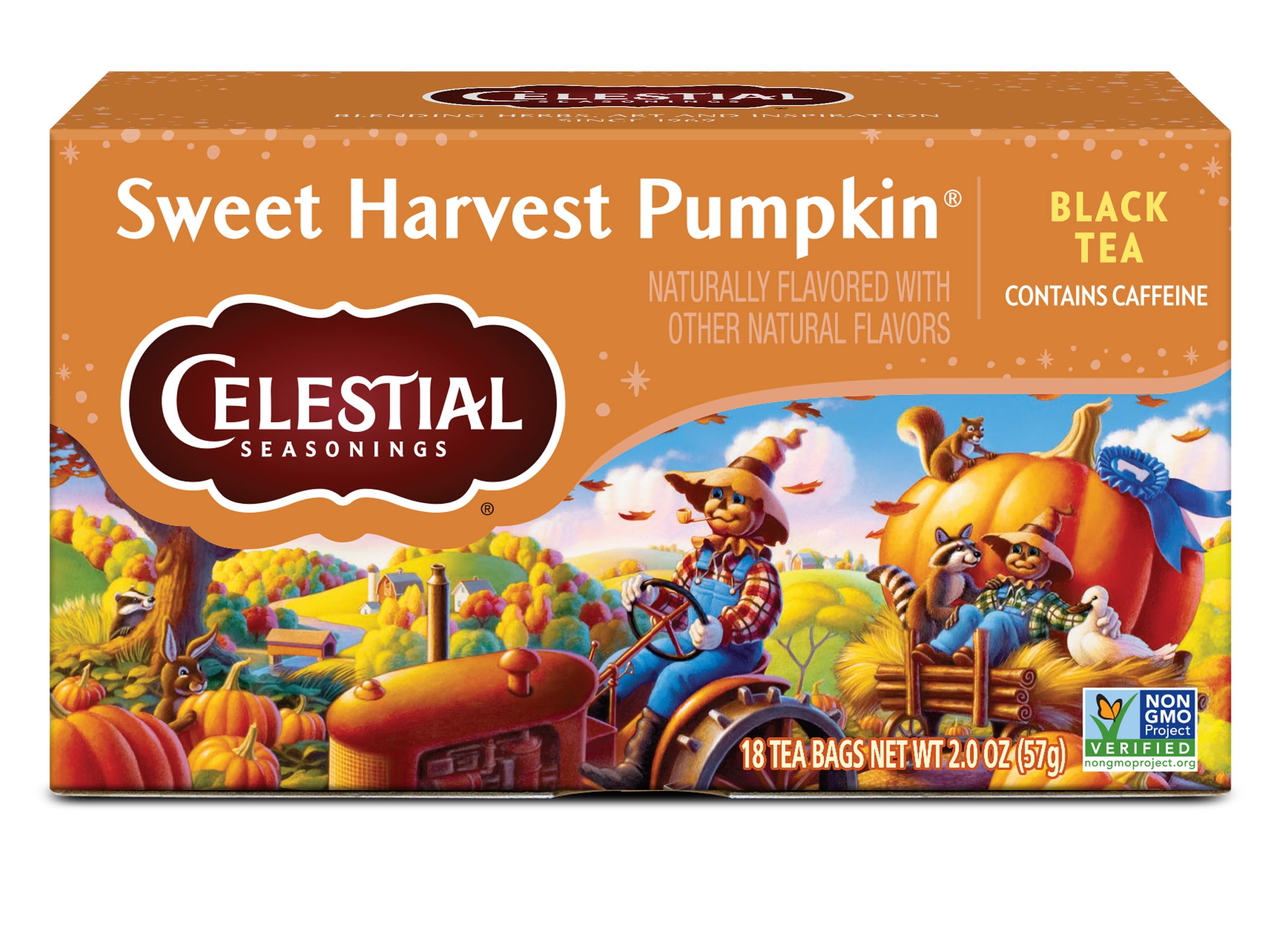 Celestial Seasonings Tea Bags Sweet Harvest Pumpkin Black Tea 18 Count
