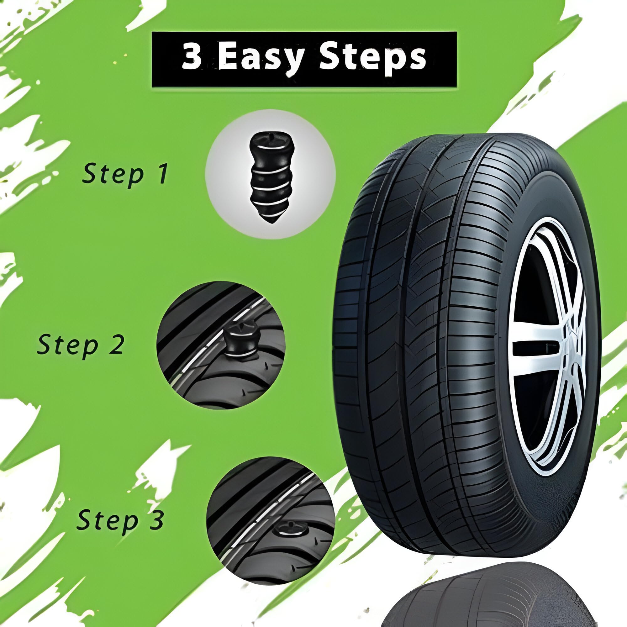 Car & Motorcycle Tire Repair Kit - Rubber Nails & Screws for Quick Puncture Fix, Fast & Easy Tire Repair Tool for Black Tires 10 PCS 4