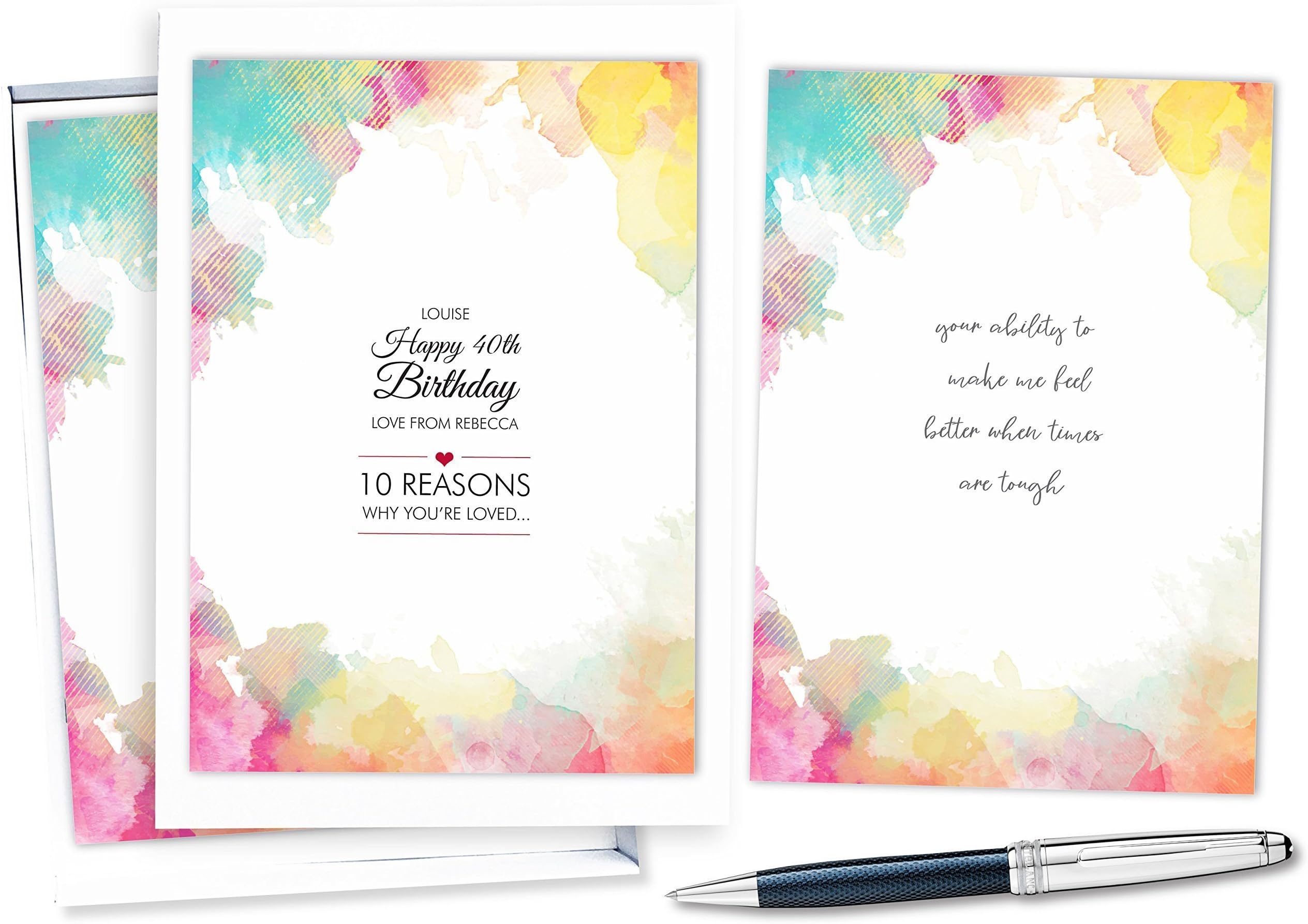 40th birthday present personalised gift gifts for women her men him party 10 reasons why I love you you're you are loved cards box