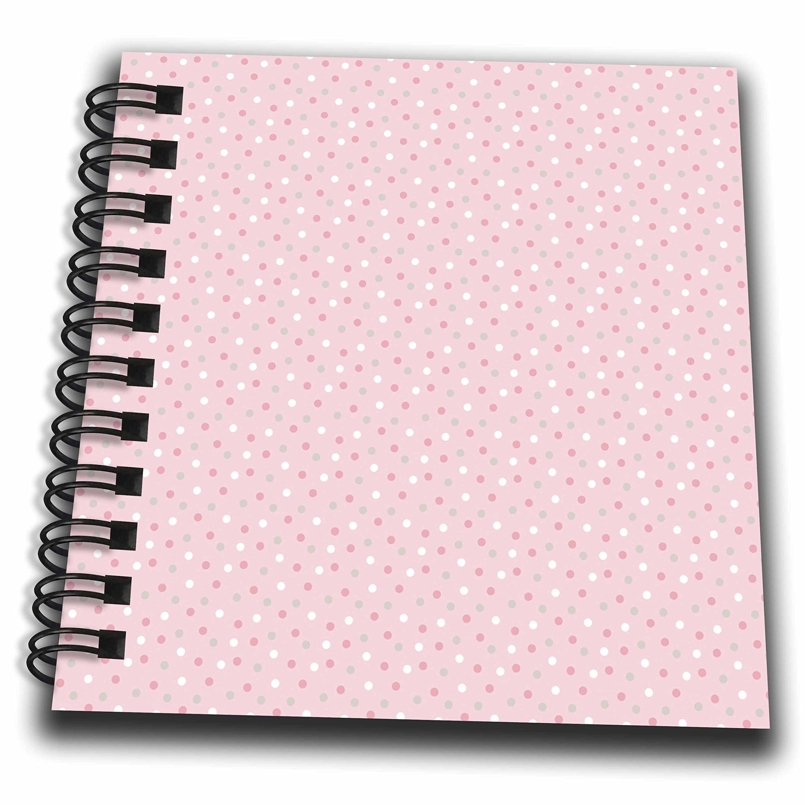 3dRose Anne Marie Baugh - Patterns - Cute Pink, Gray, and White Tiny Dots Pattern - Drawing Book 4x4 notepad db_282962_3