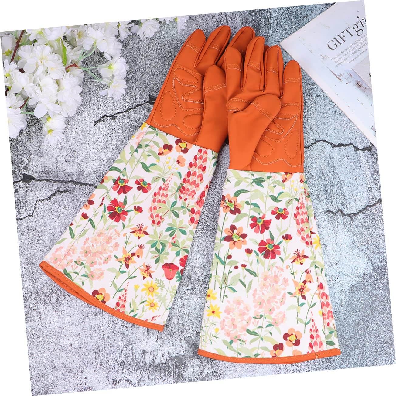 Guantes de Jardinería de Manga Larga con Material Transpirable Guantes Protectores para Trabajos de Desmalezado