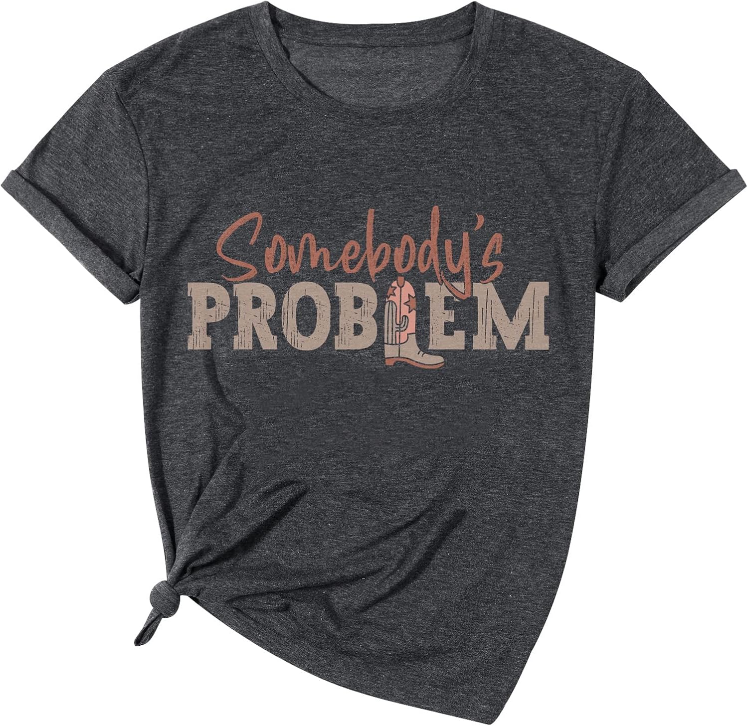 Somebody's Problem T Shirt Womens Western Cowgirl Country Music Summer Graphic Short Sleeve Vintage Top Tees - Image 3