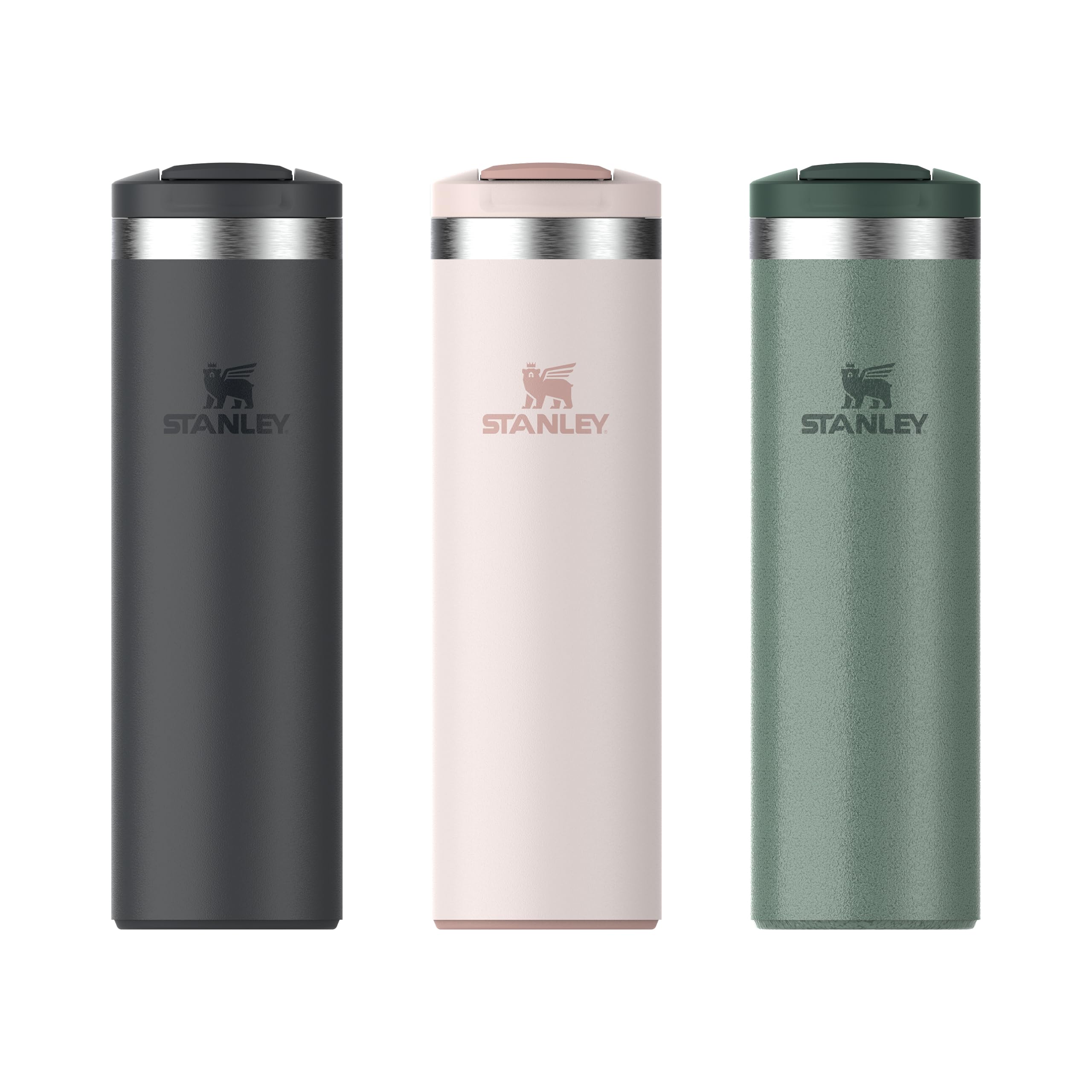 STANLEY 1913 Transit Flip Top Mug 0.47L - Hammertone Green | Hält 5 Std. heiß - 8 Std. kalt - Auslaufsicher - Spülmaschinenfest - Becherhalter kompatibel