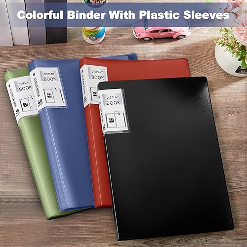 Vista 48 de Marspark 6 carpetas con fundas de plástico grandes de 8.5 x 11 pulgadas, 40 bolsillos, 80 páginas, portafolio de arte, protector de hojas Negro