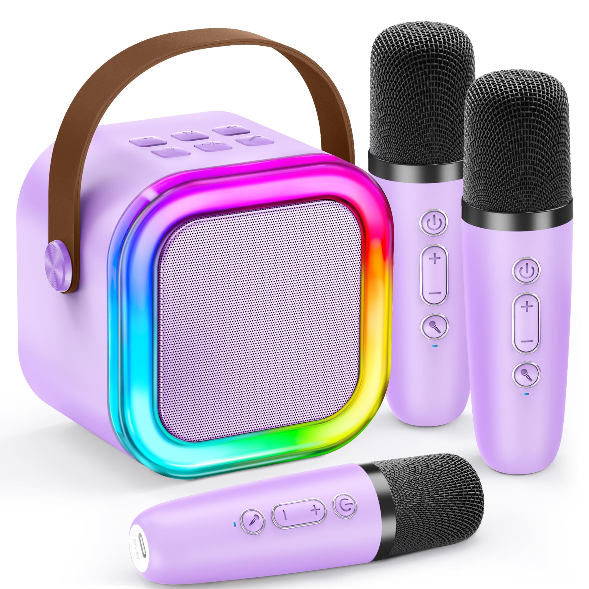 IROO Mini Karaoke Machine for Kids, 2026 Popular Birthday Gifts for Girls Boys Age 3-12+, Portable Bluetooth Speaker with 3 Wireless Mics, Noisemaker Toys for Family Party