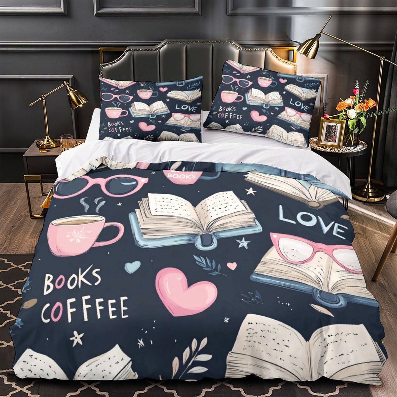 Parure de lit douce au toucher soie thème illustré cozy life de qualité