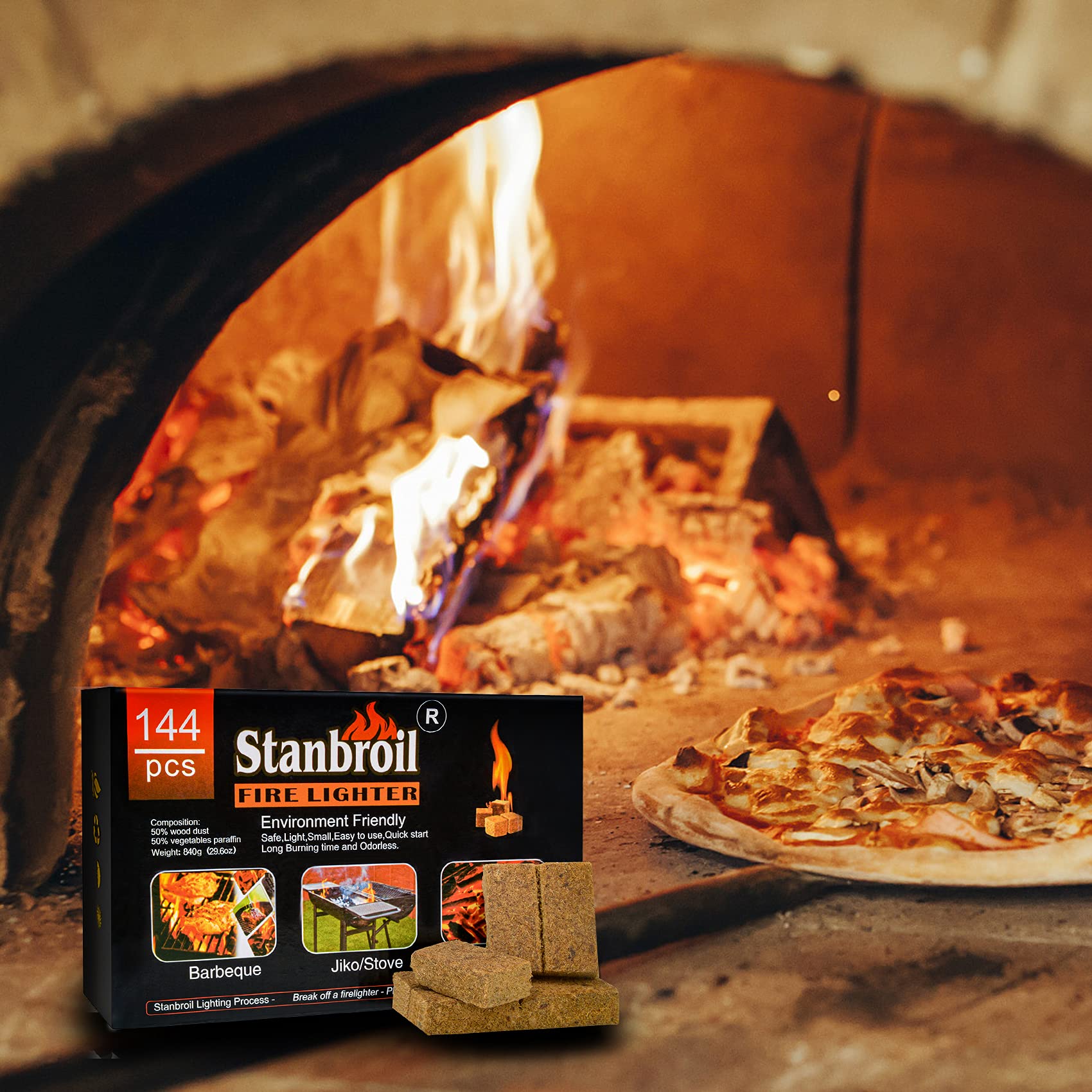Stanbroil 144 szt. kwadratów, naturalny węgiel drzewny, super szybkie oświetlenie, idealne do grilli, wędzarni, pieców na drewno, ognisk i kominków zewnętrznych