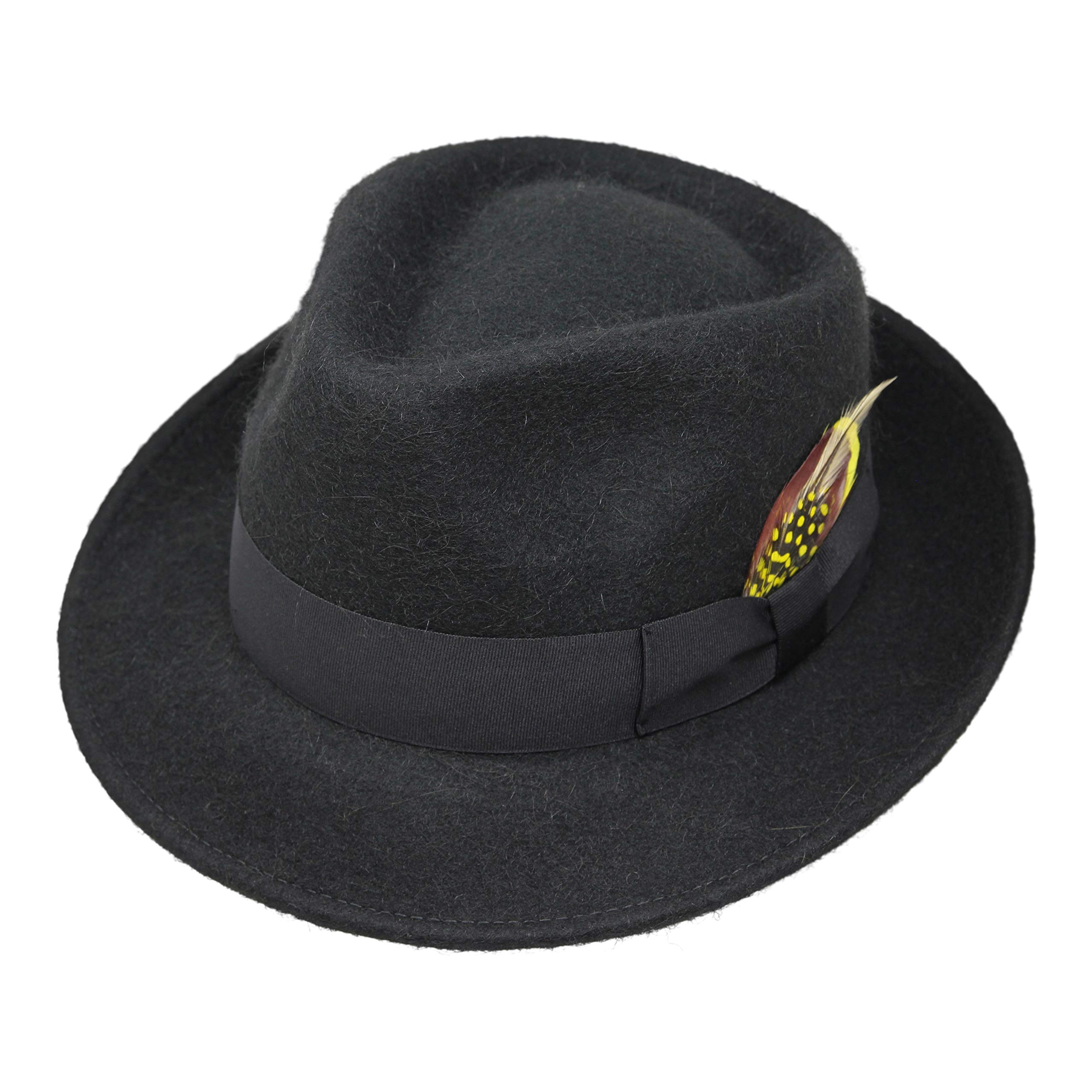 Borges & Scott Alpaca Doyle - Teardrop Fedora Hat - Premium Alpaca Wool Felt - Crushable for Travel - Water Resistant - Unisex - Black 54cm