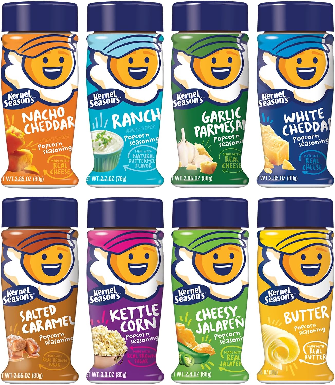 Kernel Season's Full-Size Jars Seasoning Variety Pack, 2.4-3.0 Ounce Shakers (Pack of 8) by Kernel Season's