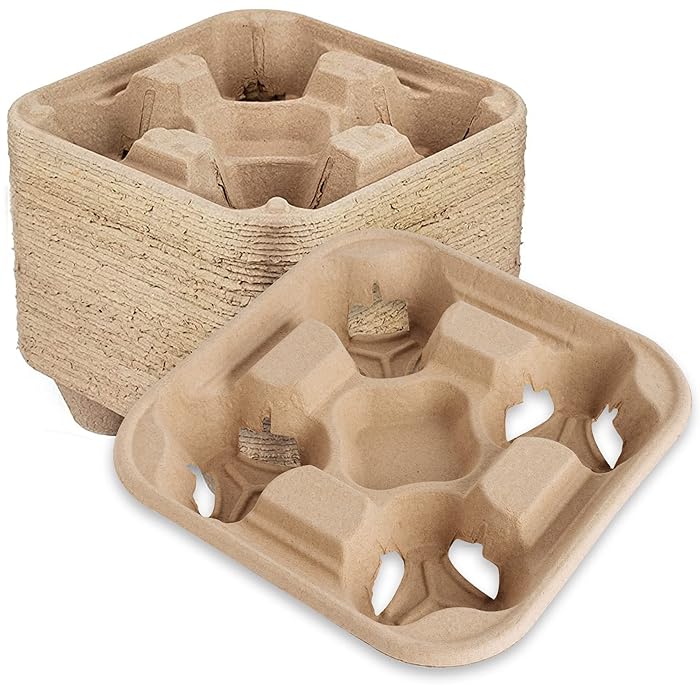 Buy 4 Cup Pulp Fiber Drink Carrier Tray Biodegradable & Compostable