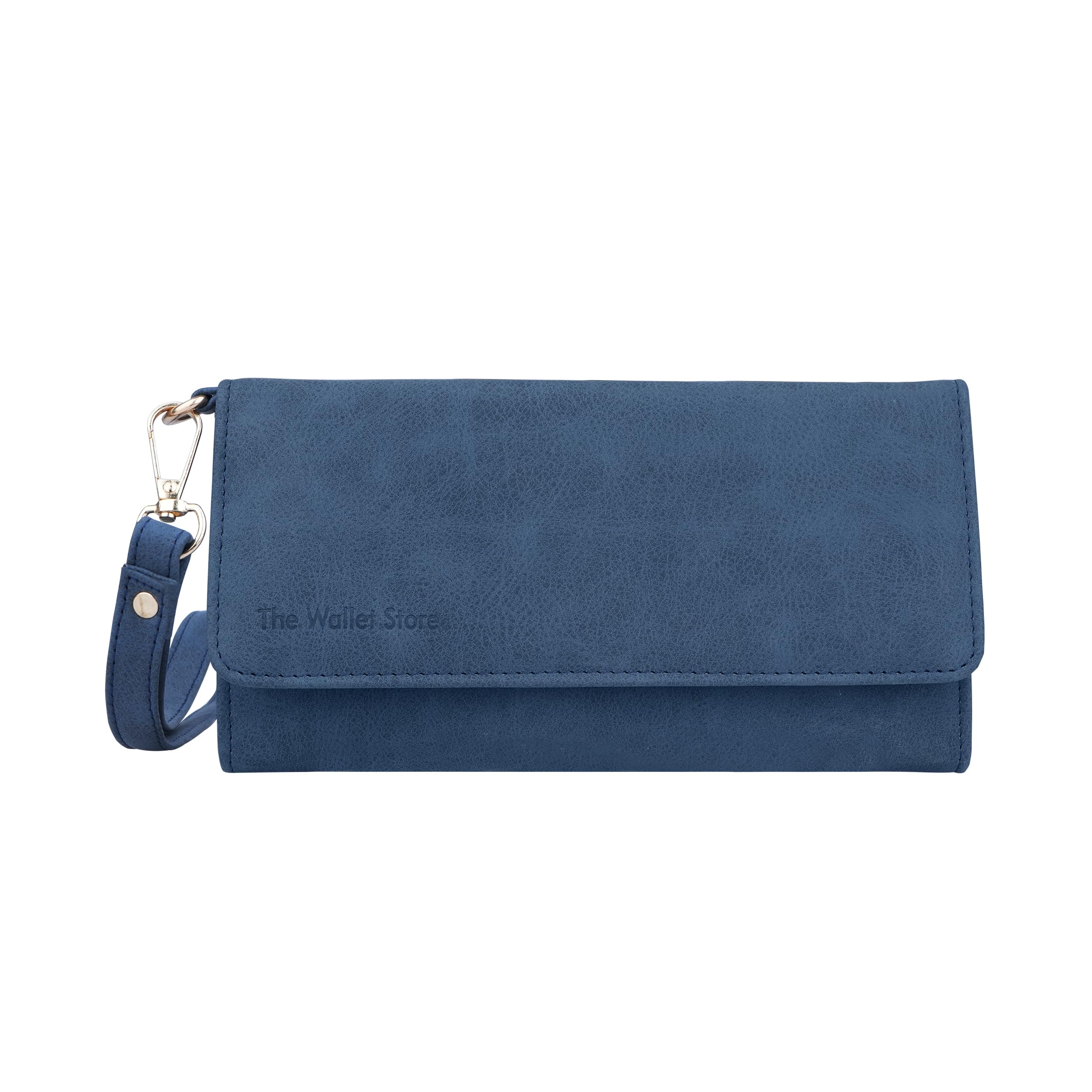 The Wallet Store Suede Leather Clutch For Women - Blue