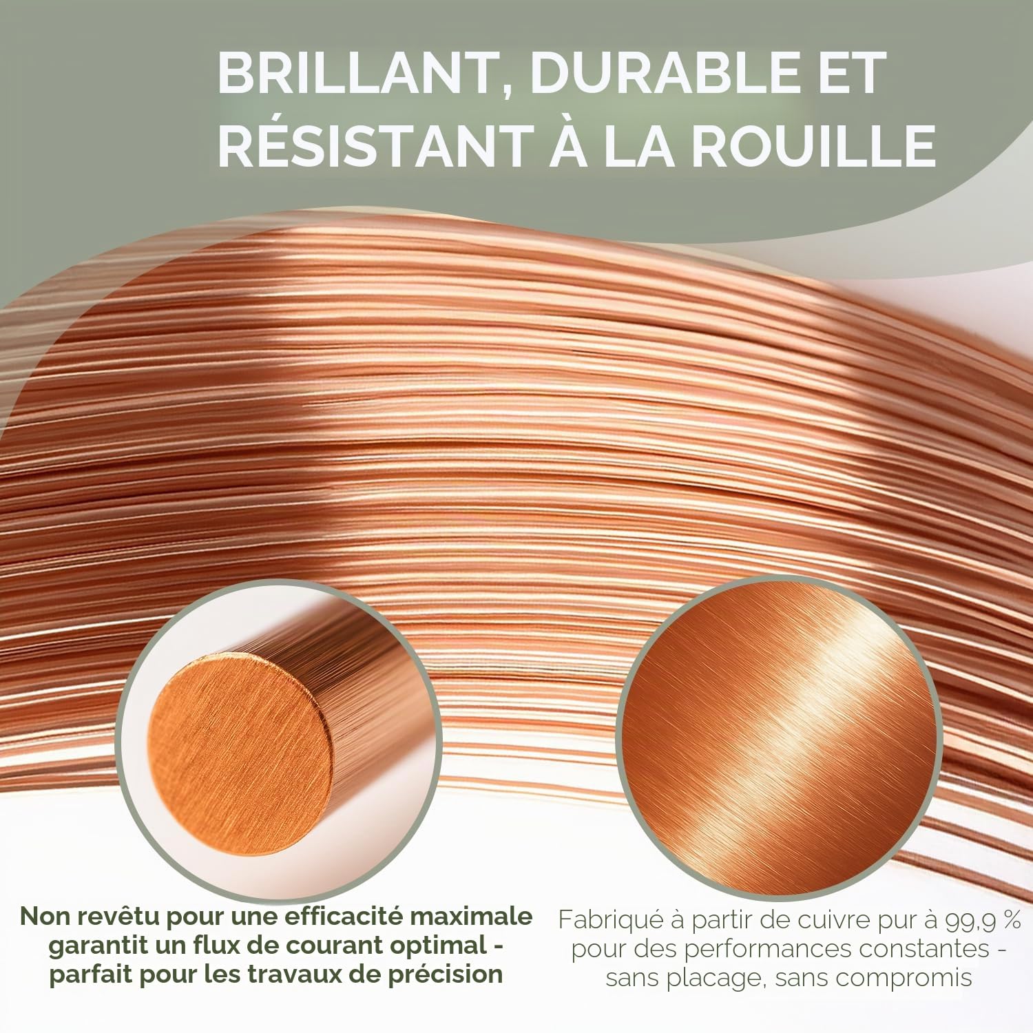 Fil de cuivre - 2 mm de calibre 12 5 m pour sculpture, fabrication florale, bijoux, tissage et emballage, fil électrolytique, 99 % pur