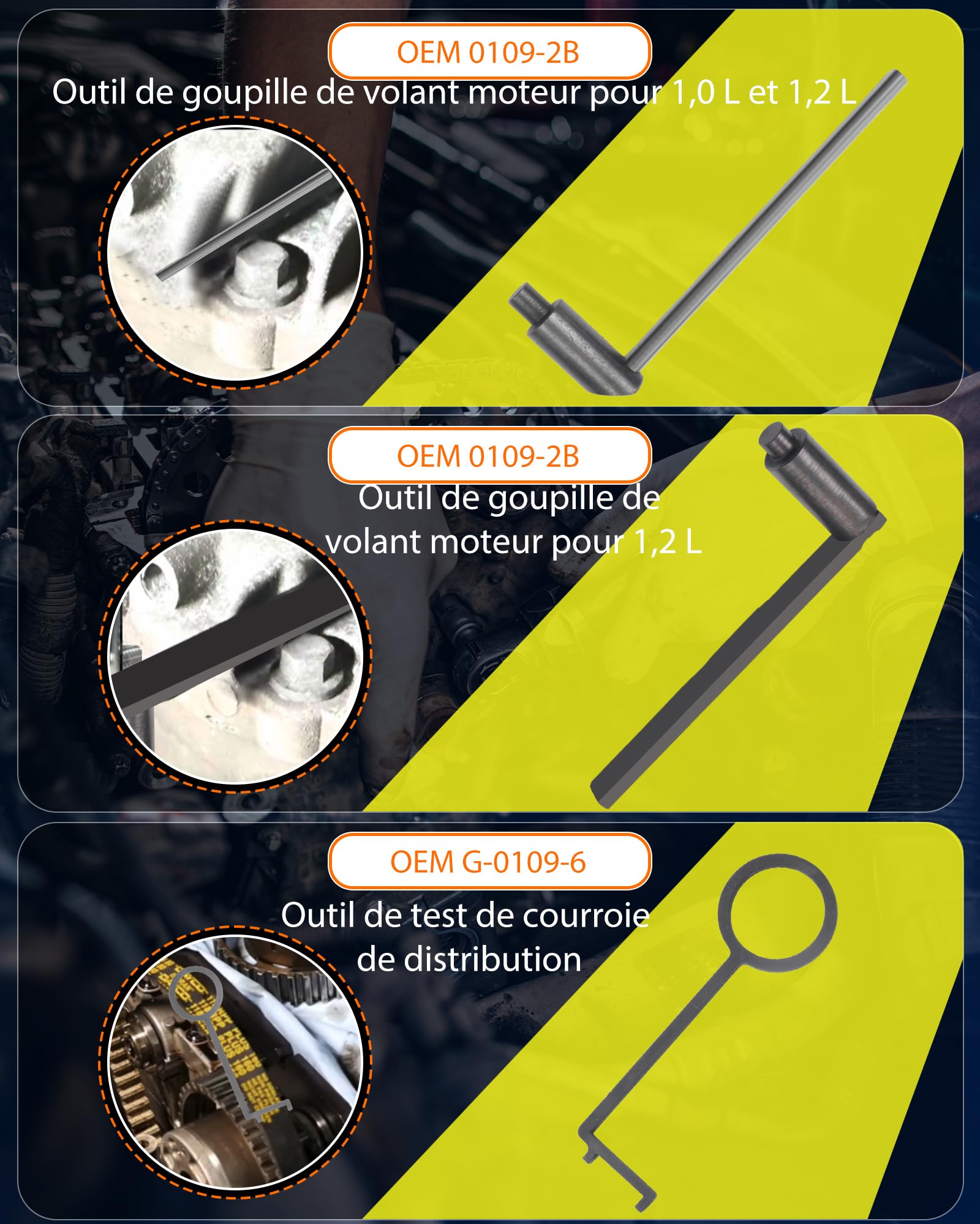 9PCS Outils de Calage Distribution Kit Compatible avec Citroen, pour Peugeot, pour Opel, pour 1.0, 1.2 Vti (VVT) /pour GDI PureTech Petrol 0109-2A, 0109-2B, G-0109-6, 0109-2B, 109-2D, 109-2C