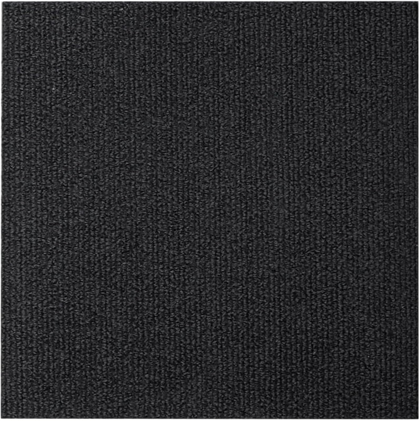 Washable Floor Tiles Non-Slip Home Furnishings Residential Seamless(Black,12pcs)