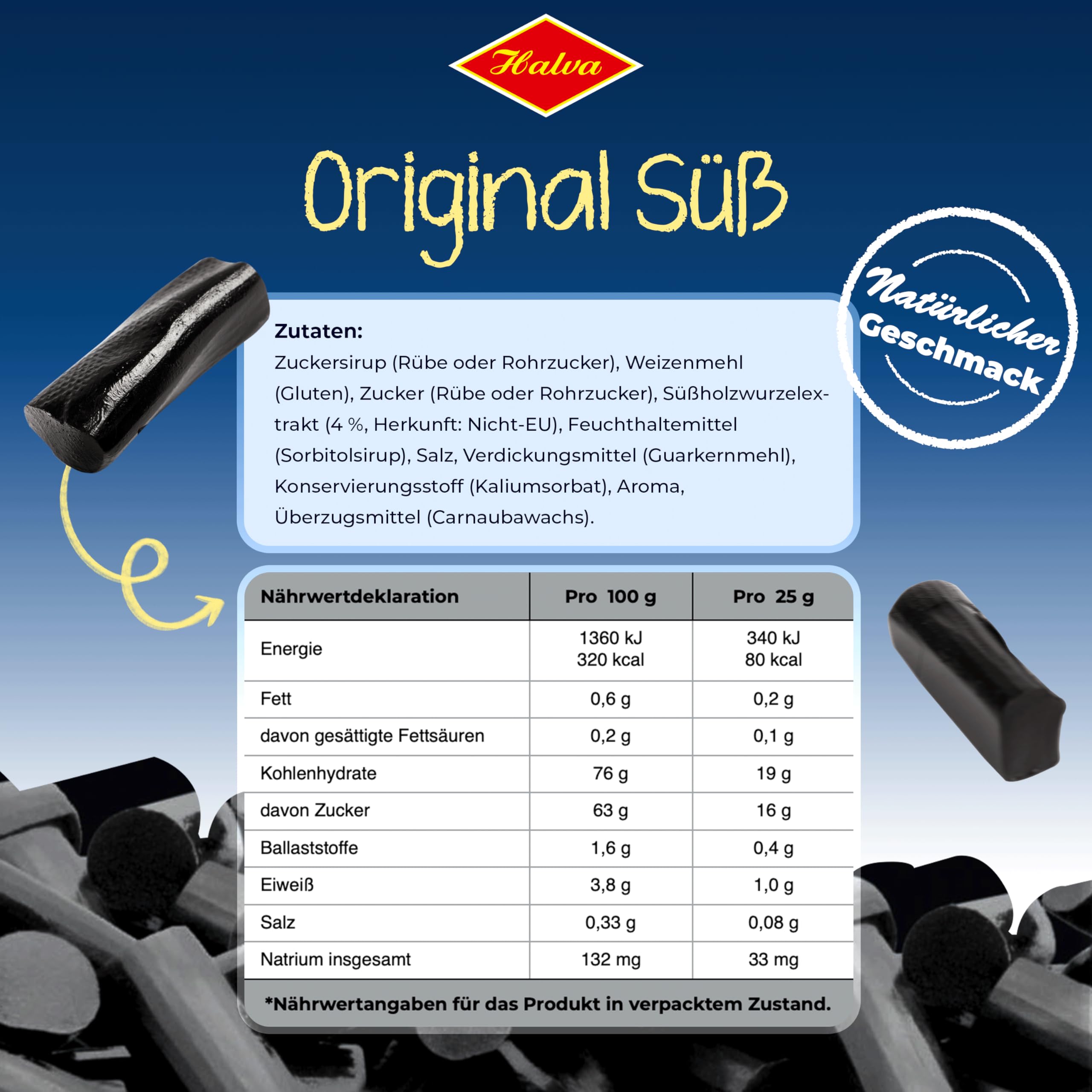 Halva Original Sweet Soft Lakritze Geschenkset 7 x 200 g - Finnische Lakritzbonbons zum Teilen, für Partys und als Snack - Veganes nordisches Liquorice mit echtem Lakritzwurzelextrakt