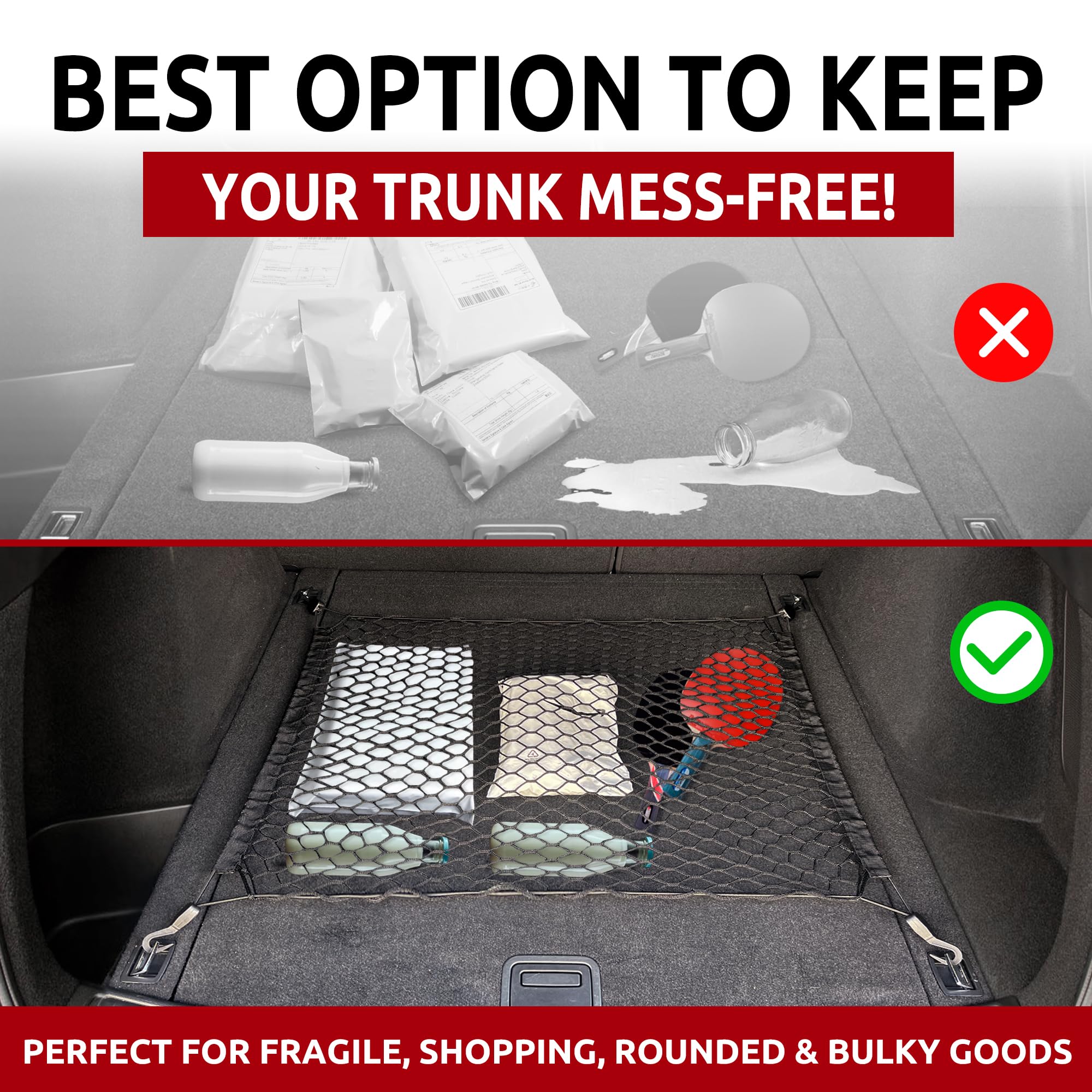Busta posteriore + rete elastica per bagagliaio Acura RDX 2019-2022 - Organizer e deposito bagagliaio Premium - Rete bagagli per SUV - Miglior organizer per auto per Acura RDX