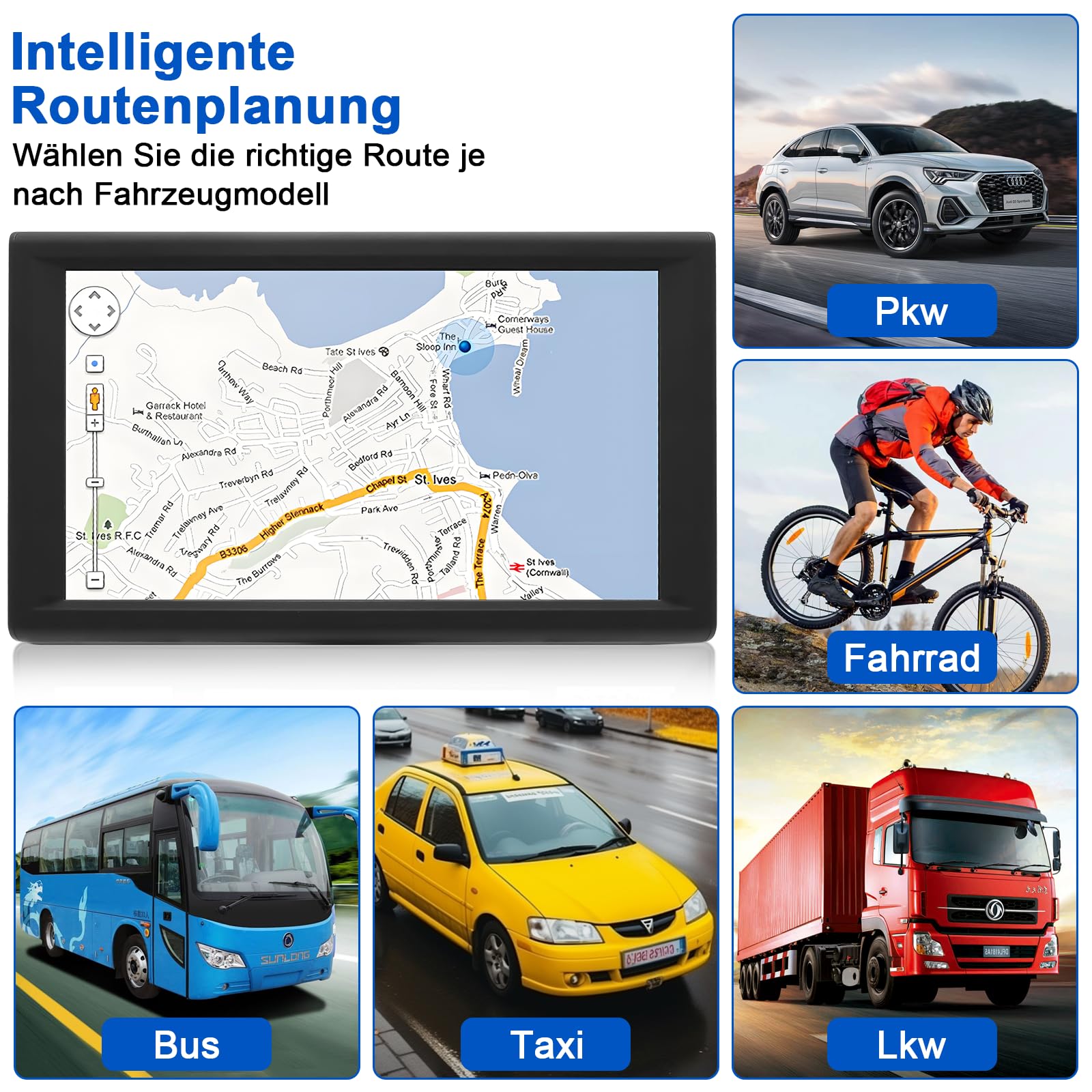 Navigationsgeräte für Auto,9 Zoll,LKW navigationsgeräte-GPS mit Echtzeit-Verkehrsinformationen,mit HD-Display und Sprachsteuerung,europäische Karten,geeignet für PKWs,Wohnmobile und LKWs