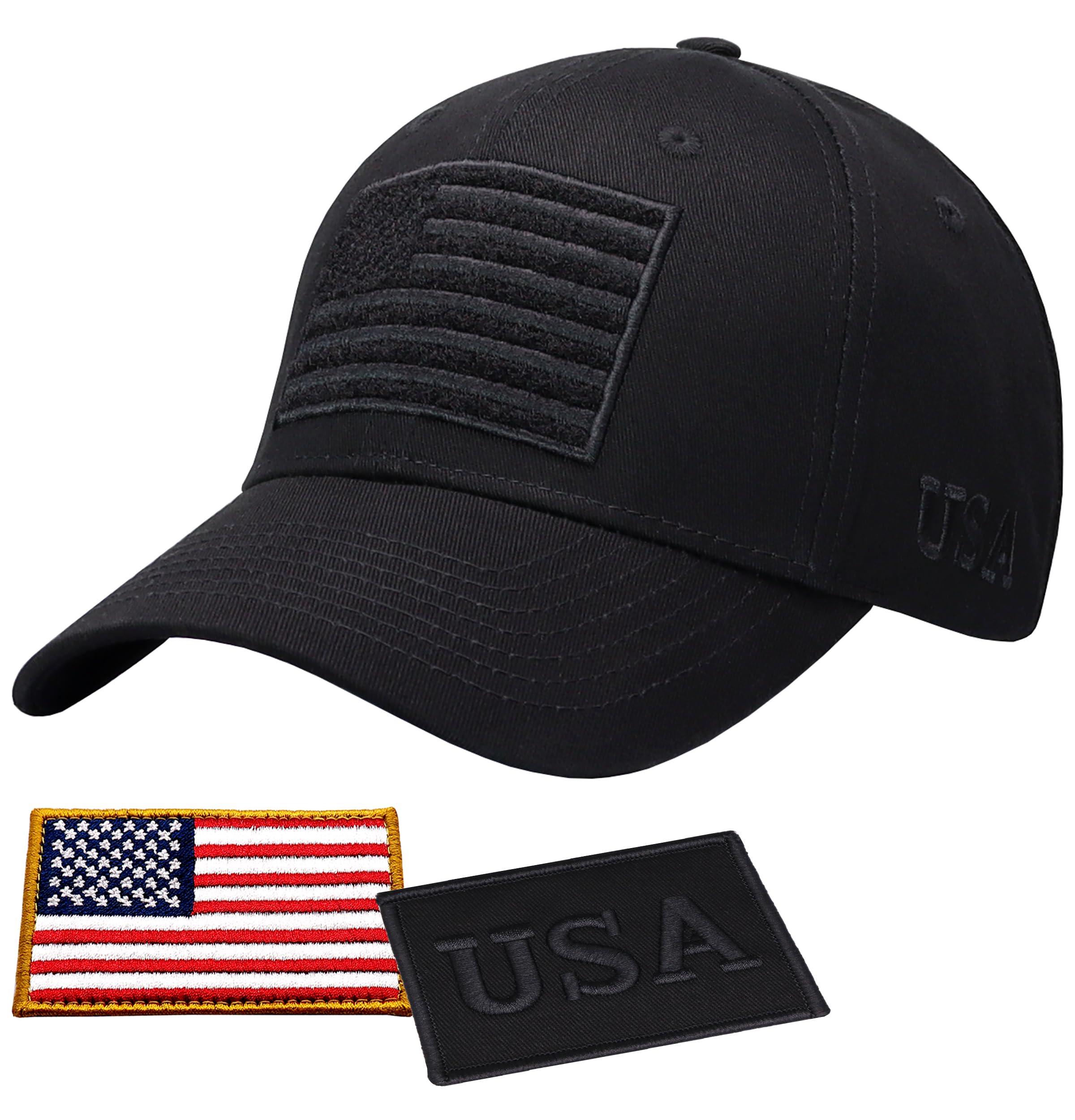 Antourage American Flag Unisex Baseball Hat for Men and Women | USA Flag Mesh Snapback Cap with 2 Patriotic Patches