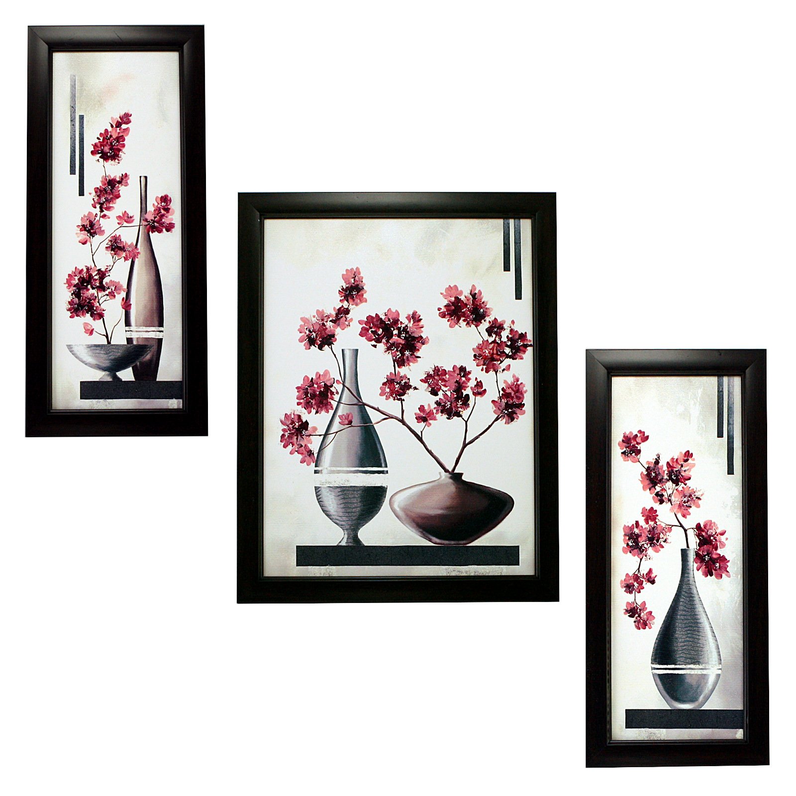 IndianaraFloral Rectangular Synthetic Wood Art Painting (34.51 cm x 26.99 cm x 2 cm, Set of 3, Indr1159)