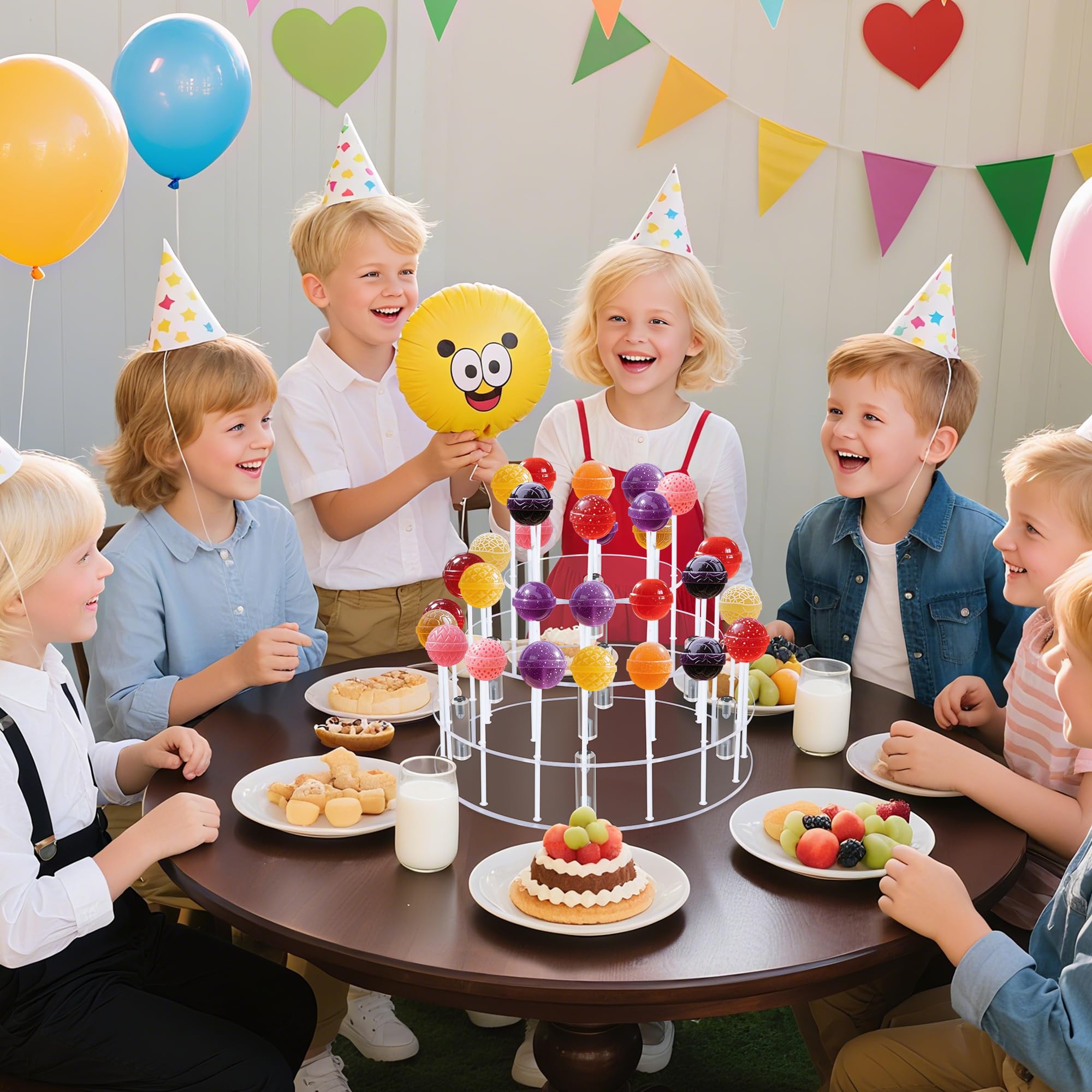 YestBuy Round 3 Tier Round Acrylic Cake Pop Stand(9 Rods) 1
