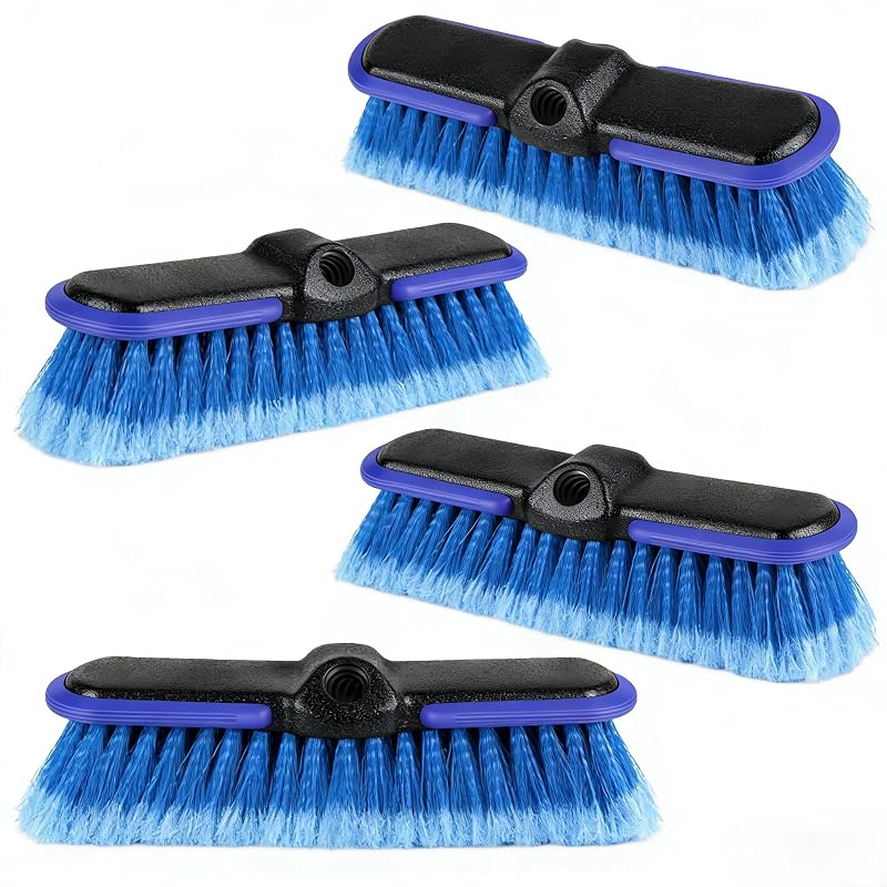 Cabeça de Escova para Lavagem Automotiva com Cerdas Macias de 25,4 cm e Bumper Protetor Lunluarai Azul, Kit com 4