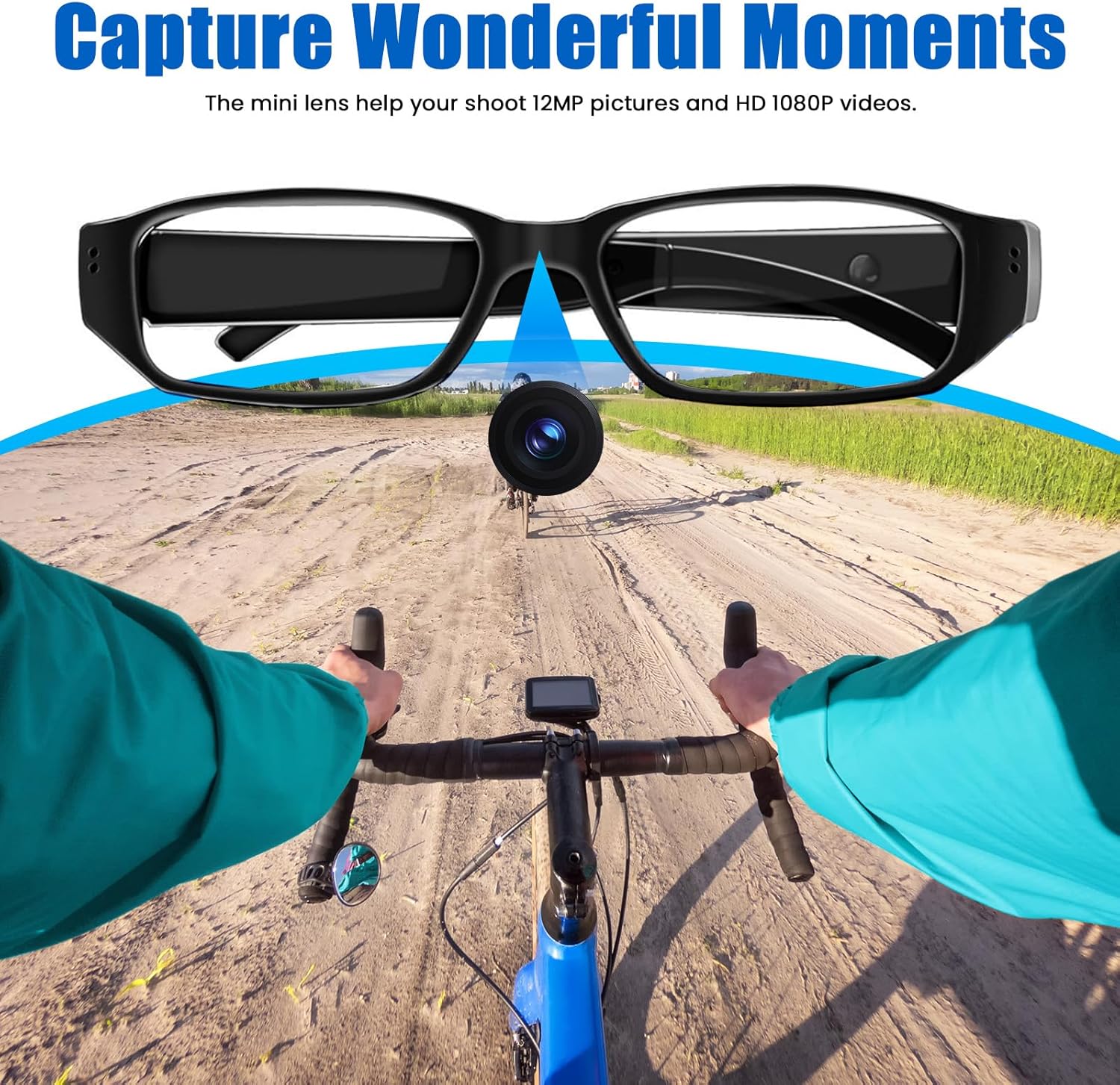 Camera Glasses Video Glasses HD with 64GB Memory Card Recording Glasses Smart Glasses Wearable Eyeglasses for Outdoor Sports