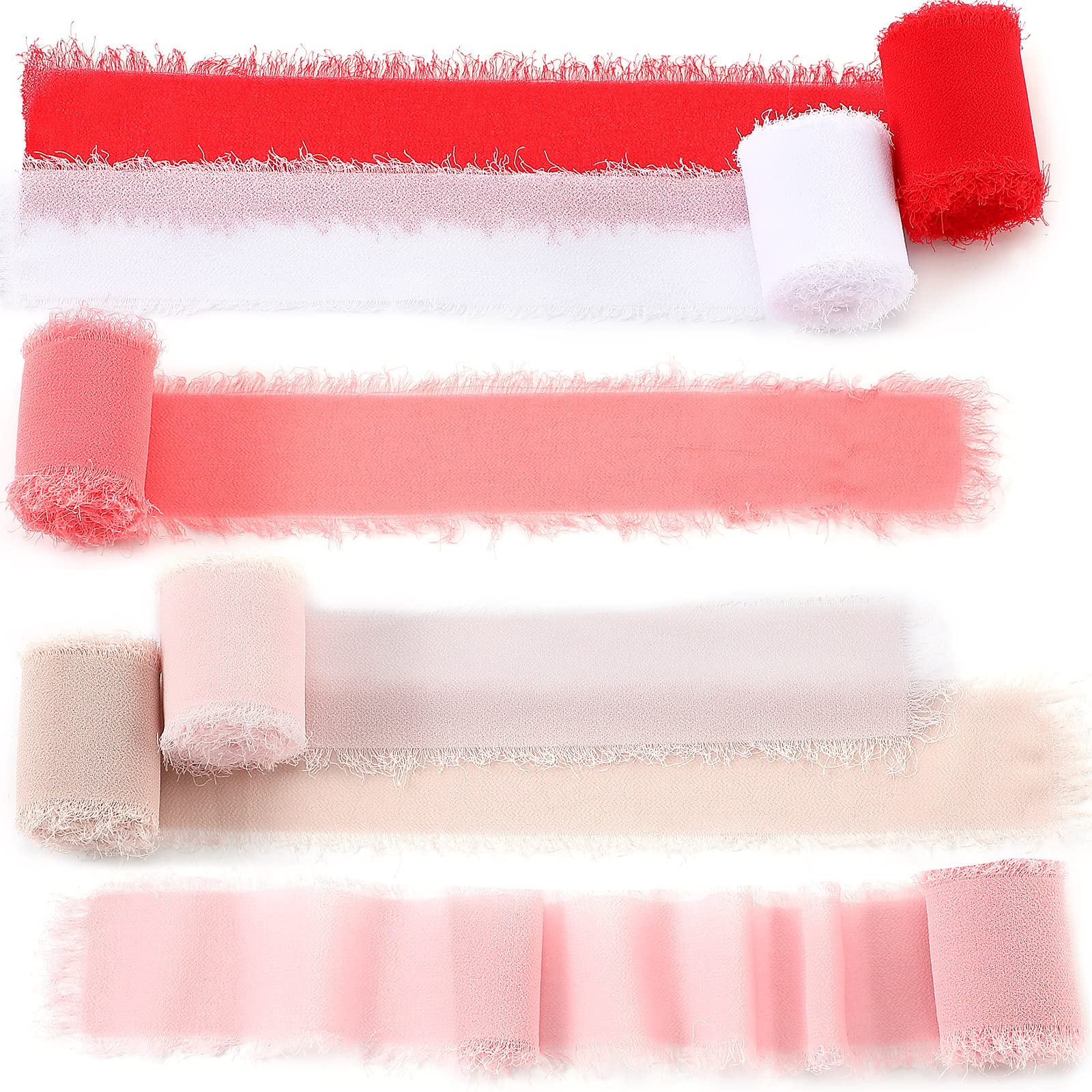 Ruban en mousseline de soie fait main lot de 6 rouleaux pour bouquet de mariée