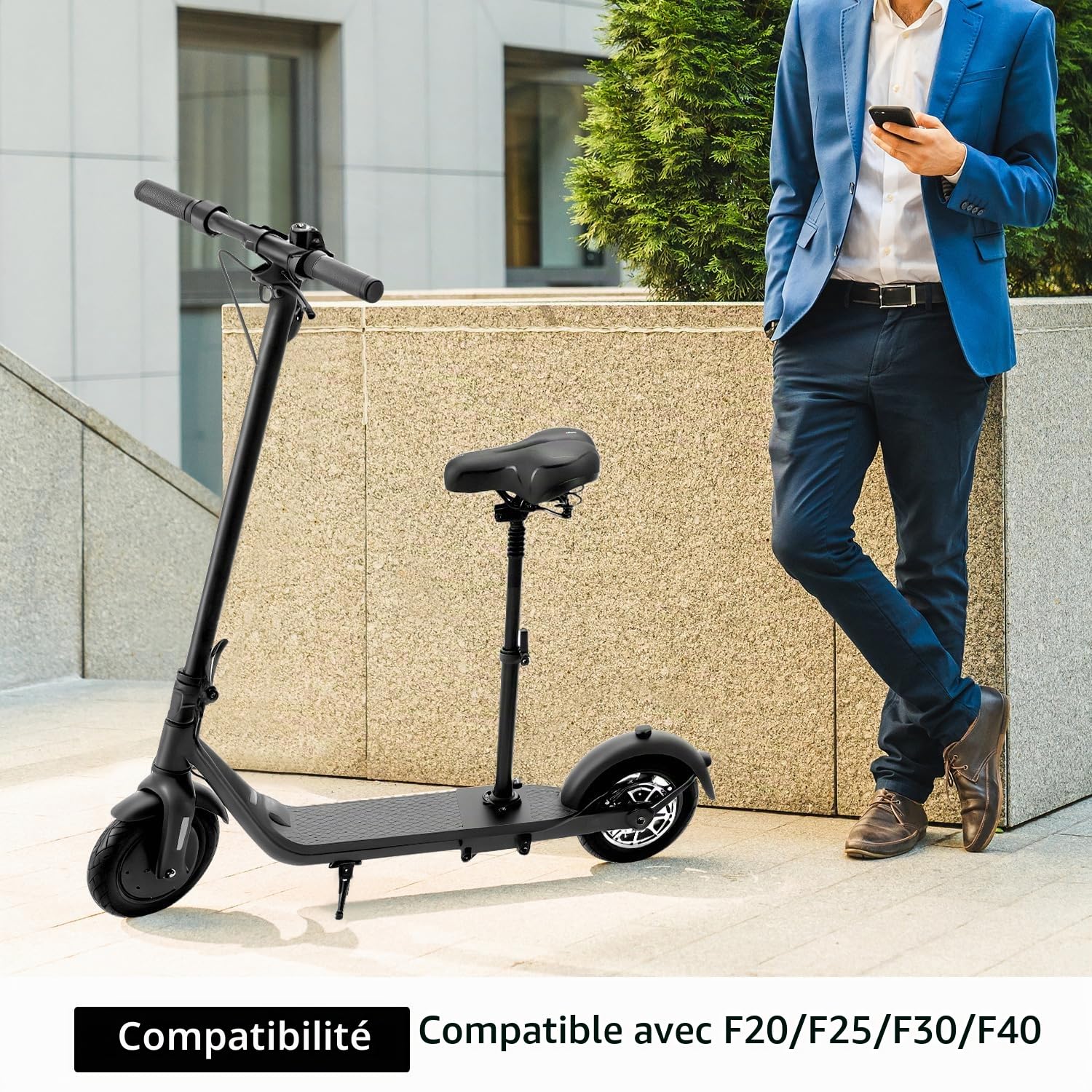 QWORK® Selle Trottinette Électrique, Siege Trotinette Electrique réglable en Hauteur, Compatible avec Ninebot F20 F25 F30 F40