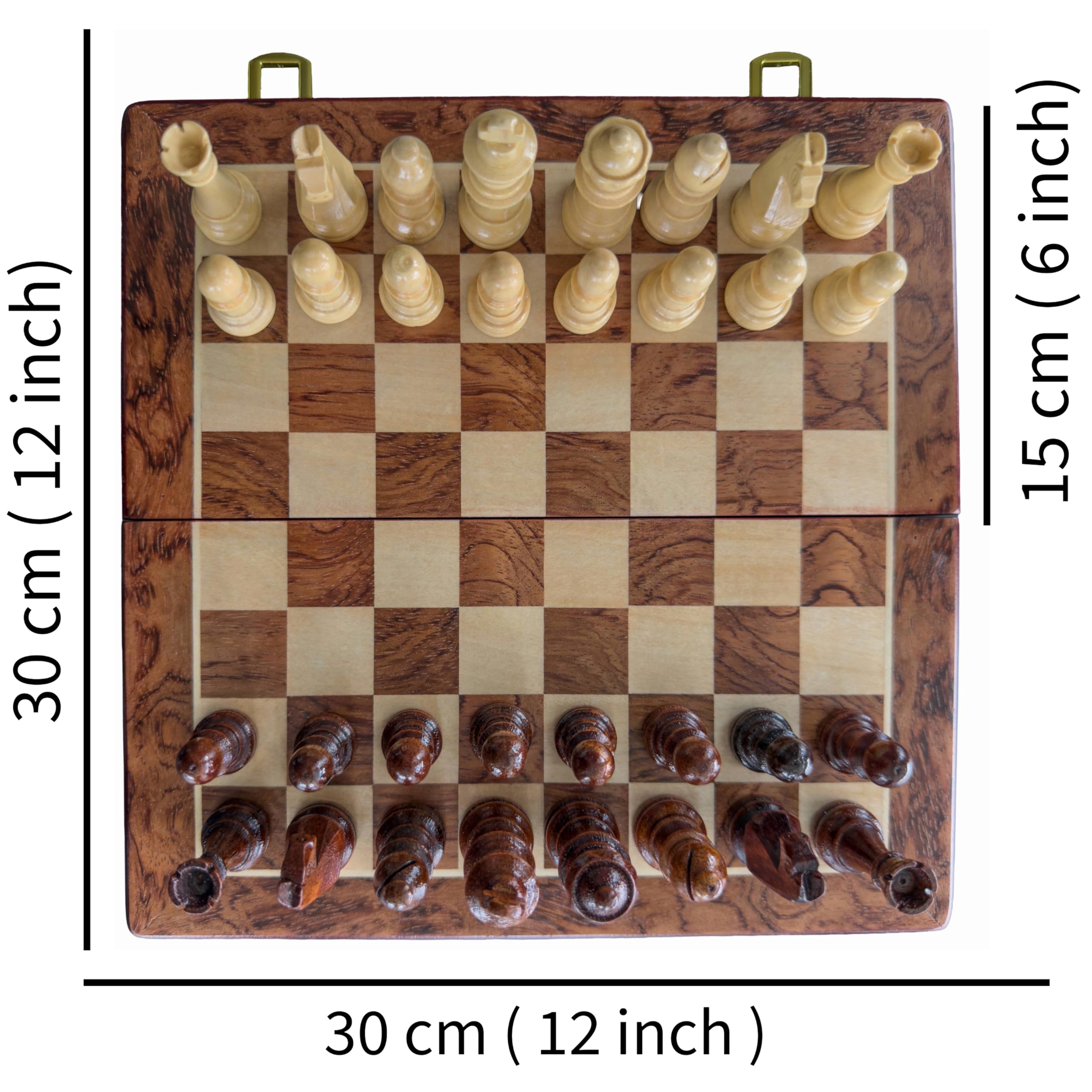 Magnetisches Schachspiel aus Holz, klappbares Reiseschachbrett mit Aufbewahrung und Staunton-Figuren, Schachset für Erwachsene, Kinder und Anfänger