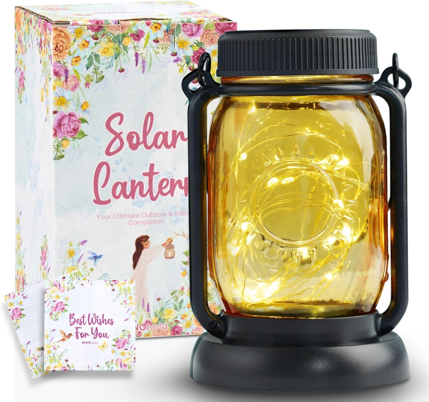 InnoBeta Solar Lanterns Gifts, 3-in-1 Solar Lights Outdoor Decor Lanterns with Stake for Yard Lawn Garden Decor - Yorkie Gifts