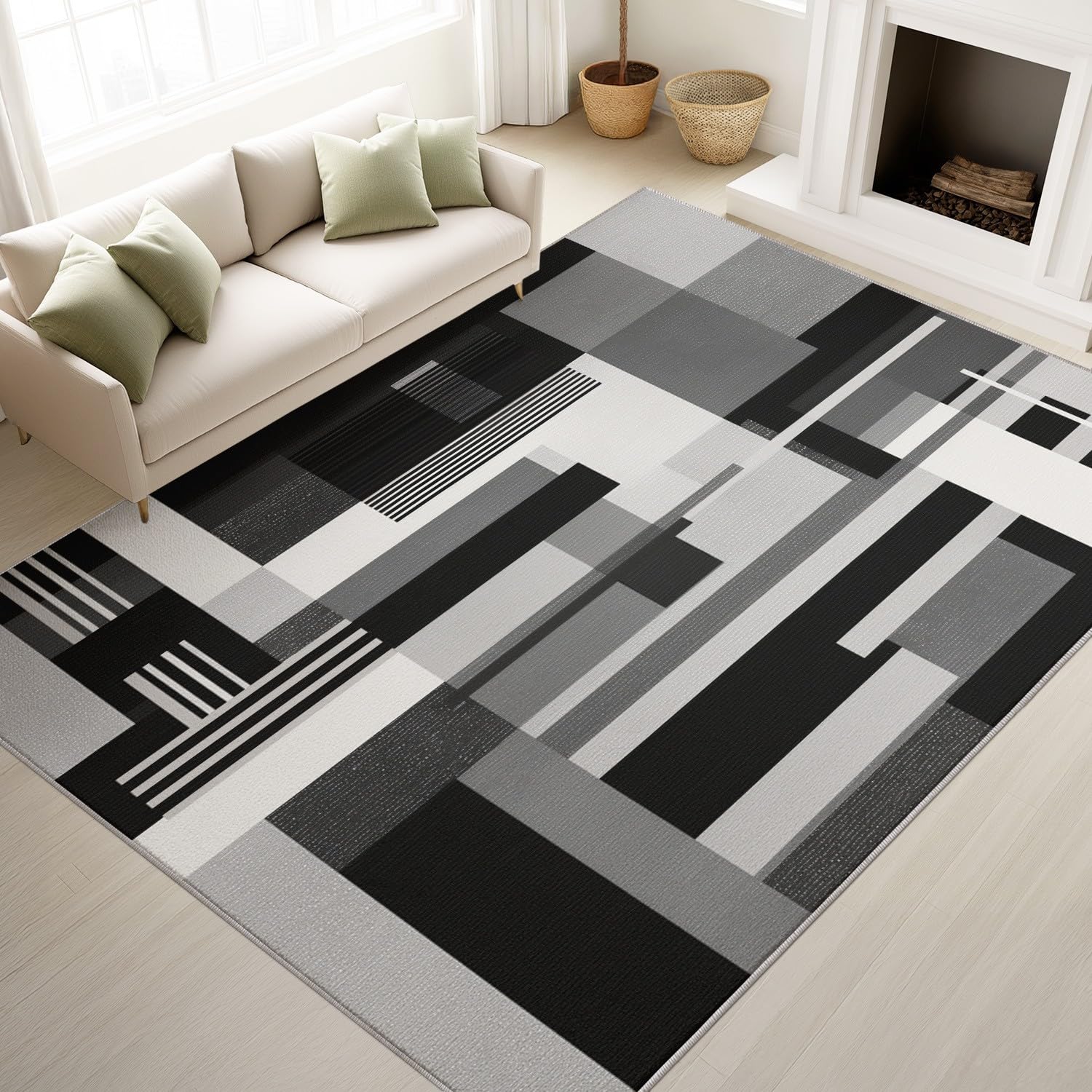 Tapis de salon moderne géométrique gris 60x90 tapis chambre doux