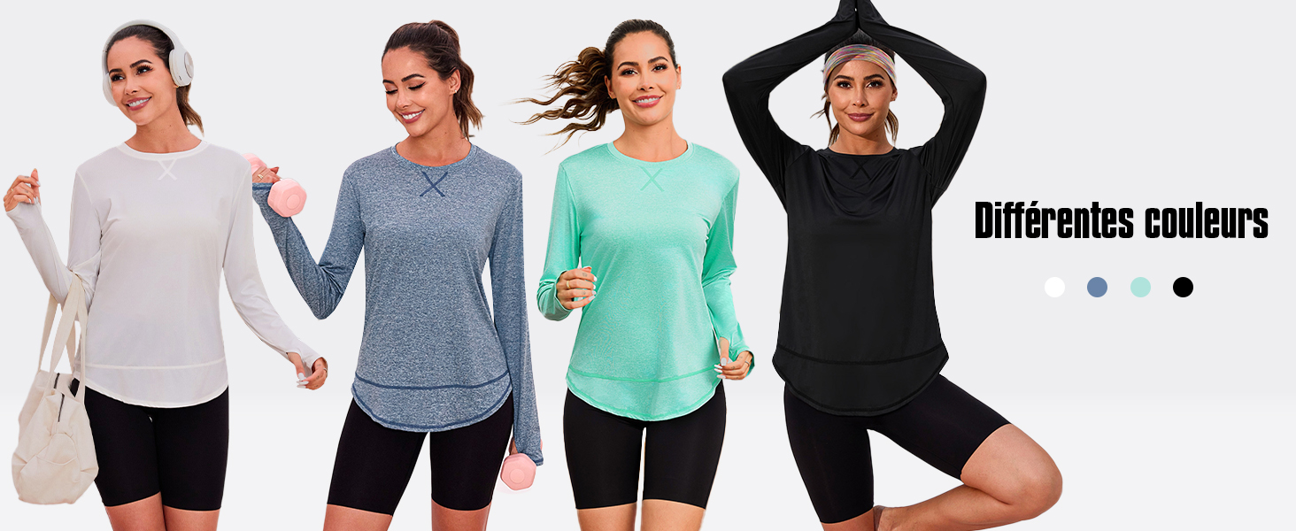 Tee-shirt Sport Femme Manches Longues - Dos En Mesh Respirant, Ample, Pour Running, Yoga Et Fitness - 2