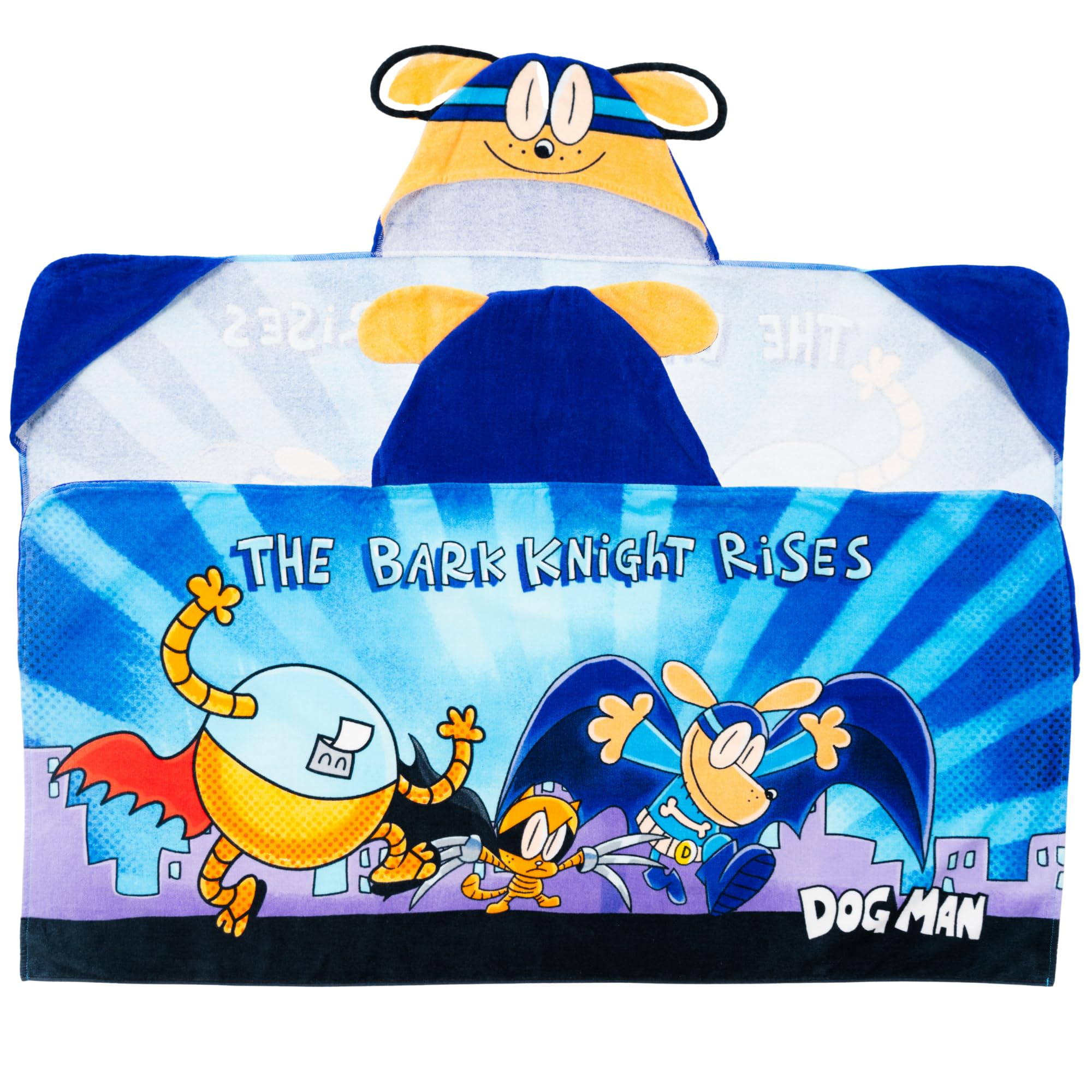 Dog Man Supa Comic Kids Super Soft Bath/Pool/Beach Soft Cotton Terry Hooded Towel Wrap, 24 in x 50 in, (Officially Licensed Product) by Franco