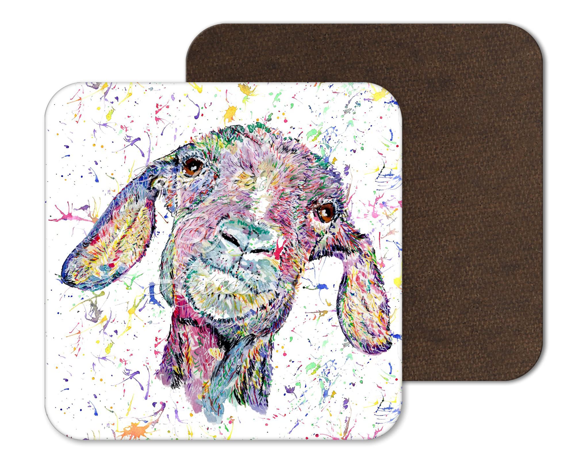 Coaster Goat farm Animals Coasters Watercolour Art Gift Work Office Dining Tea coffee (1)