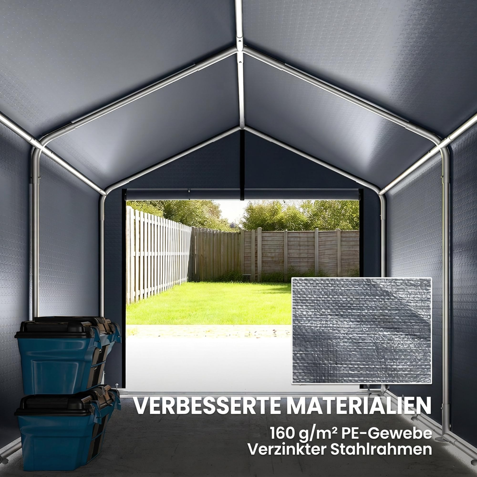 Outsunny Garagenzelt 2,2 x 1,6 m Wasserdicht Stahlrahmen Dunkelgrau