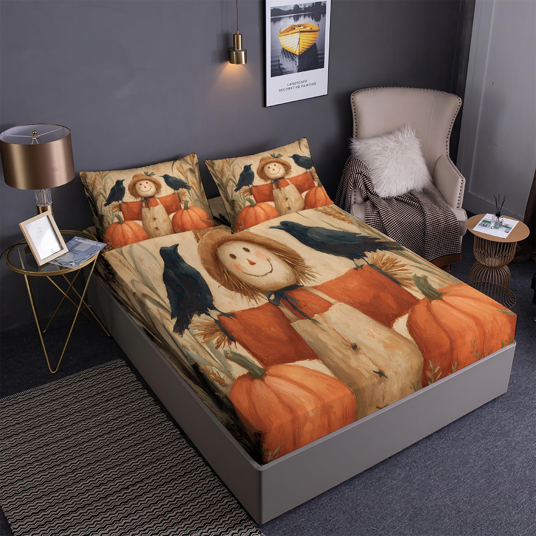 Parure de lit l'homme-épouvantail avec drap housse microfibre single