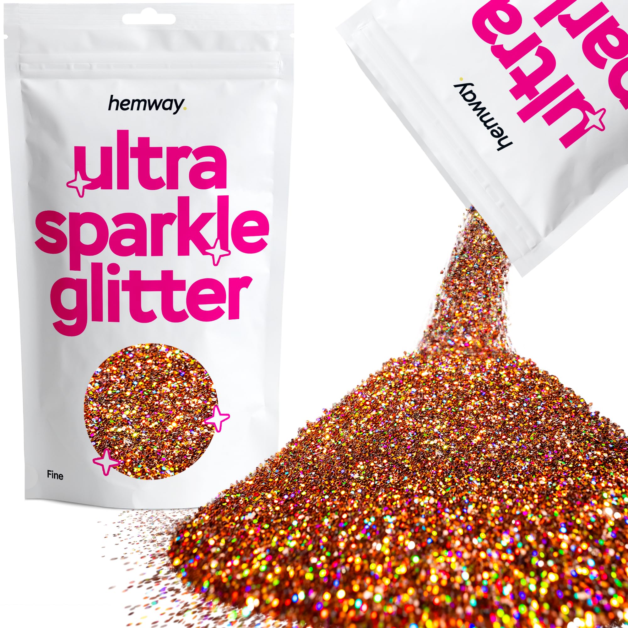 Hemway Ultra Sparkle Glitter Baby Pink Iridescent 100g Fine | Glitter for Arts & Craft, Makeup, Nail Art, Crafting, Card Making, Sparkle Decoration — view 206