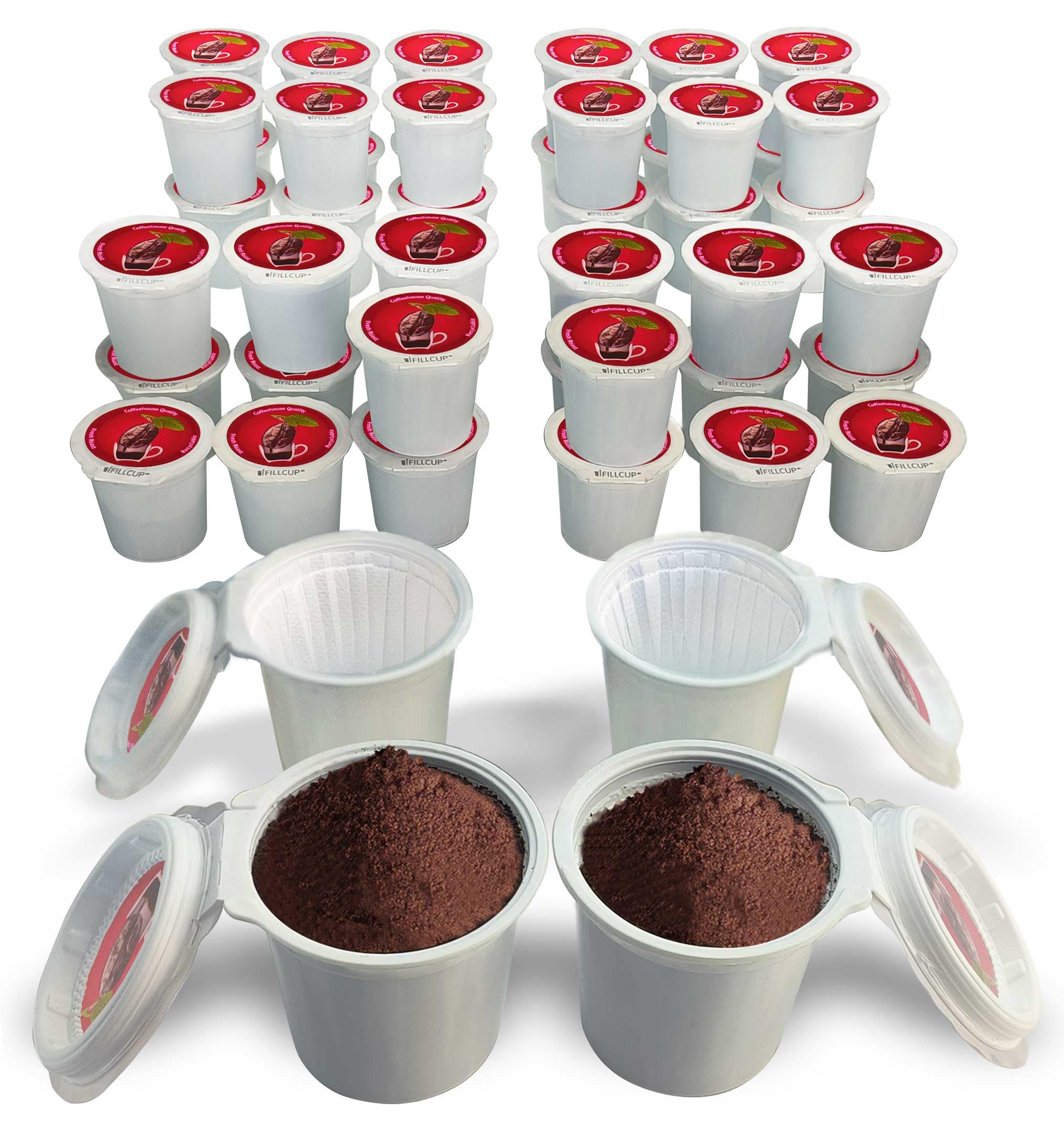 48 Count Red - iFillCup, fill your own Empty Single Serve Pods. Eco friendly 100% recyclable pods for use in k cup brewers including 1.0 & 2.0 Keurig. Airtight to seal in freshness.