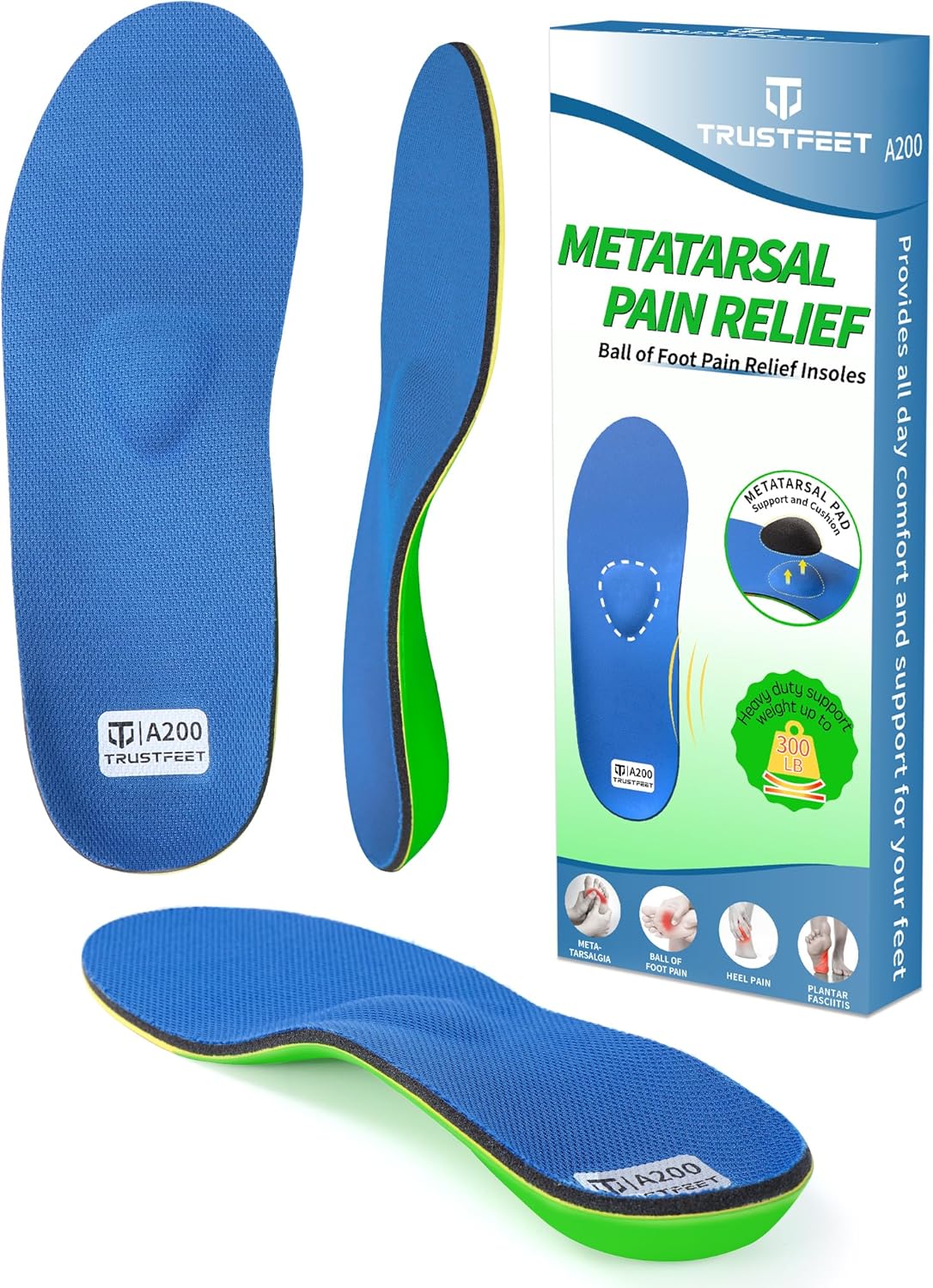 Heavy Duty Support Metatarsal Pain Relief Insoles for Metatarsalgia