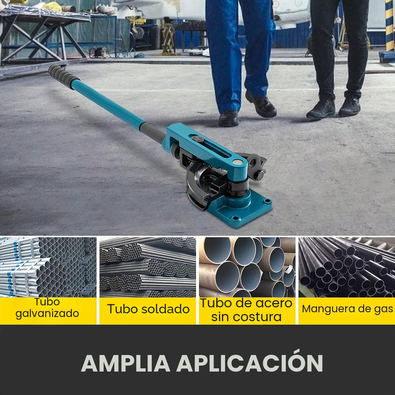 VEVOR Dobladora de Tubos, Máquina Doblador de Tubos, Dobladora de Tubos de Acero, Dobladora de Tubos Manual, con 7 Dados, Diámetro de Tubería de 10 mm-25 mm